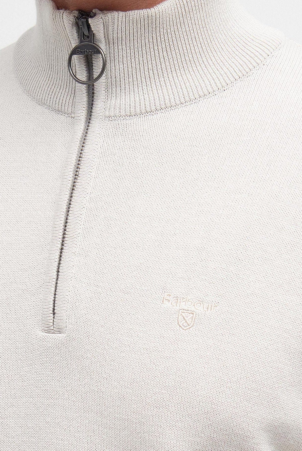 Barbour Cotton Half Zip Knitted Jumper - Mist