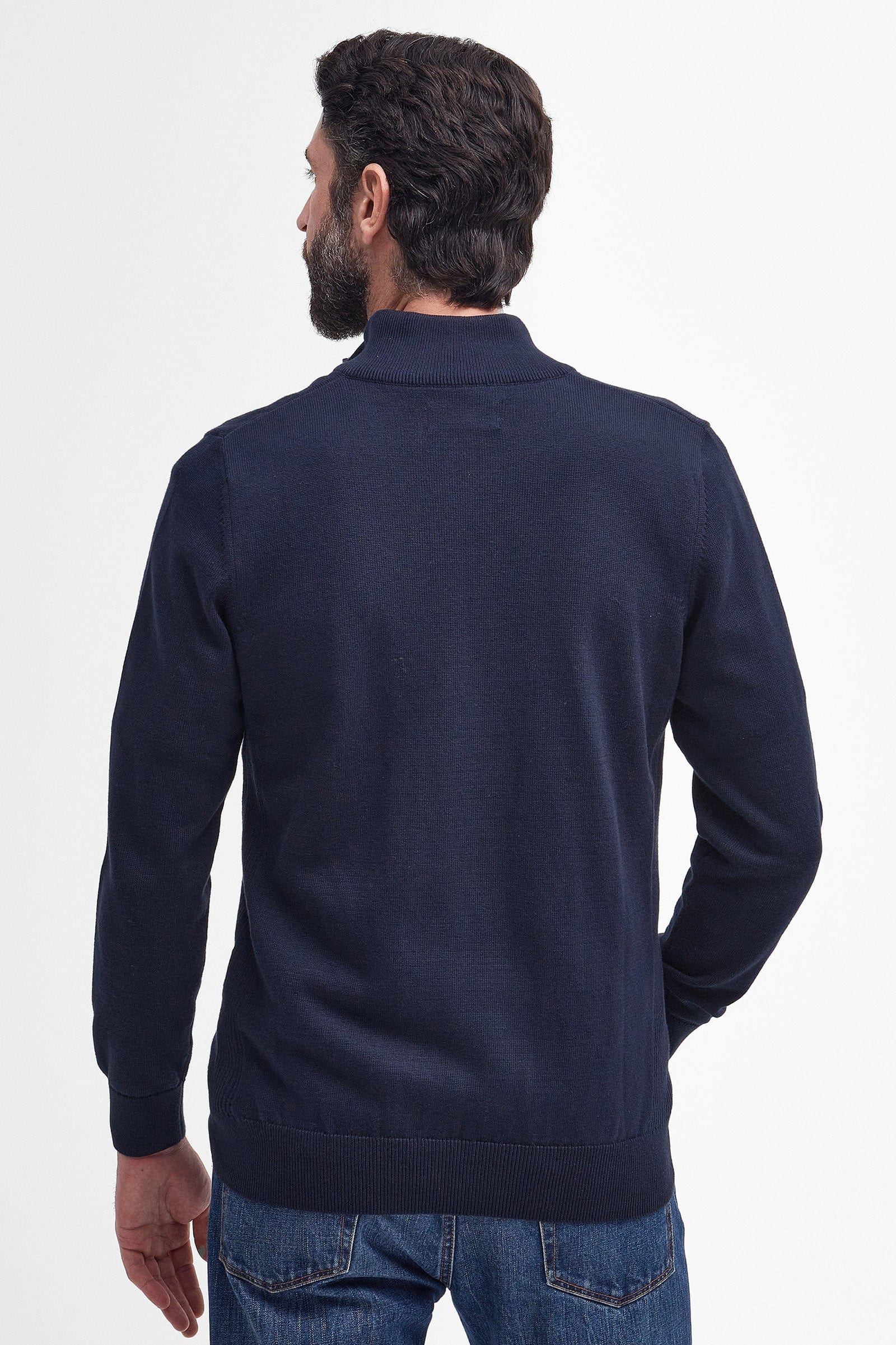 Barbour Cotton Half Zip Knitted Jumper - Navy