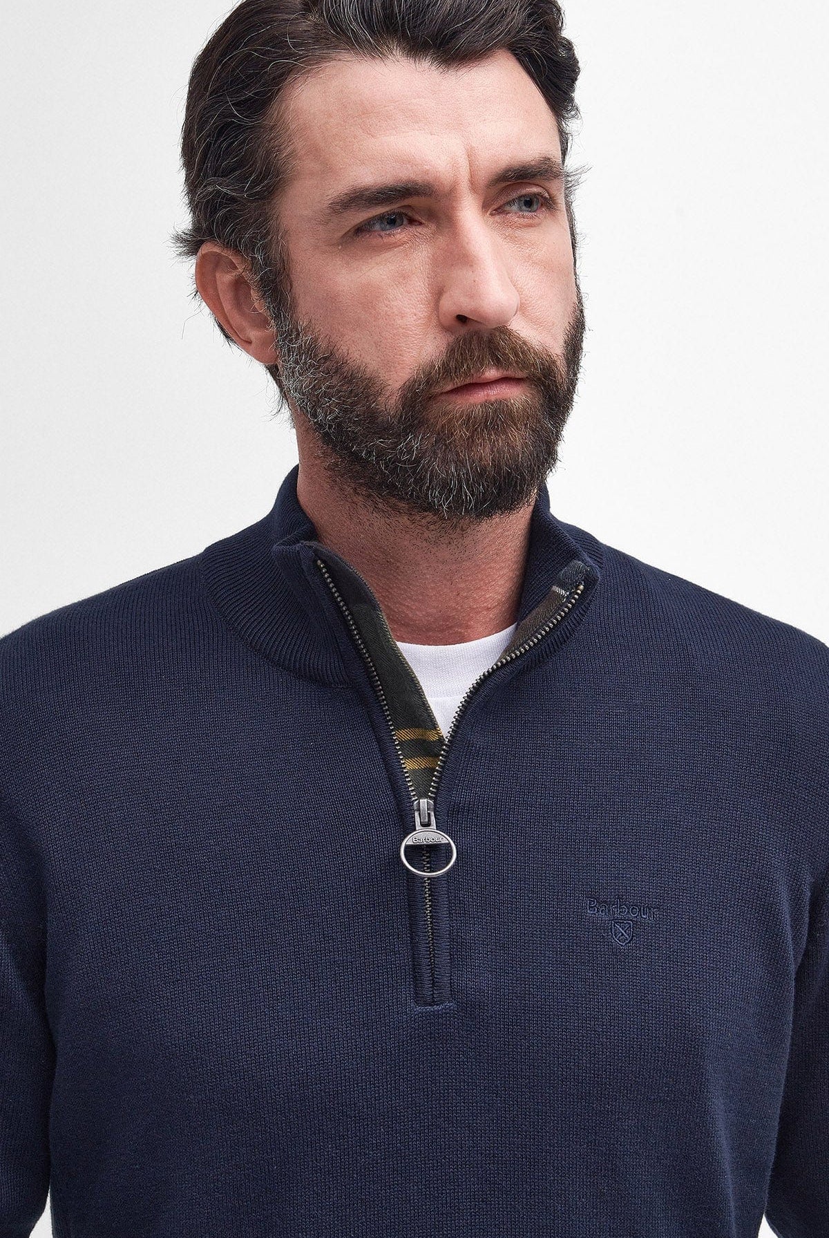 Barbour Cotton Half Zip Knitted Jumper - Navy
