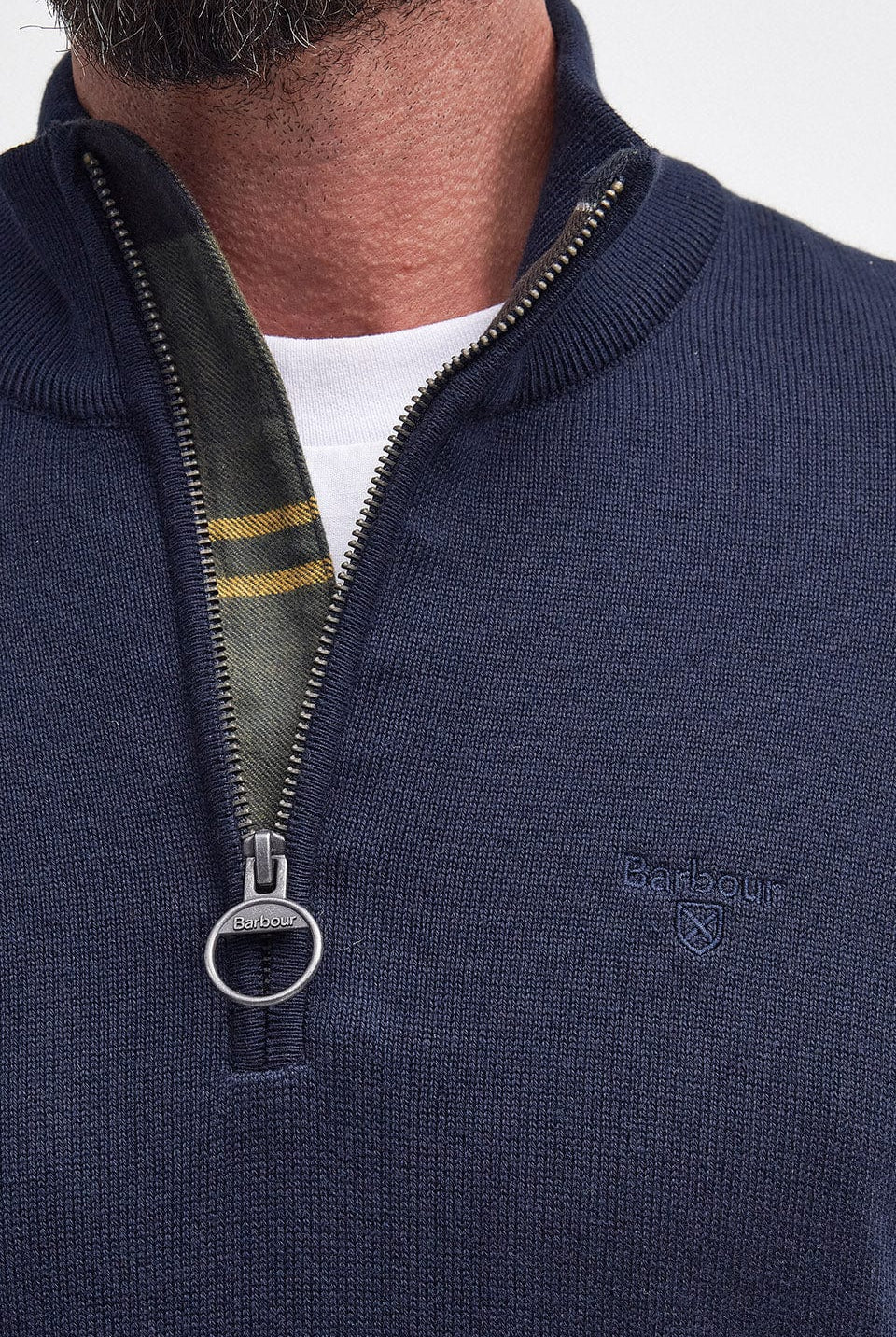 Barbour Cotton Half Zip Knitted Jumper - Navy