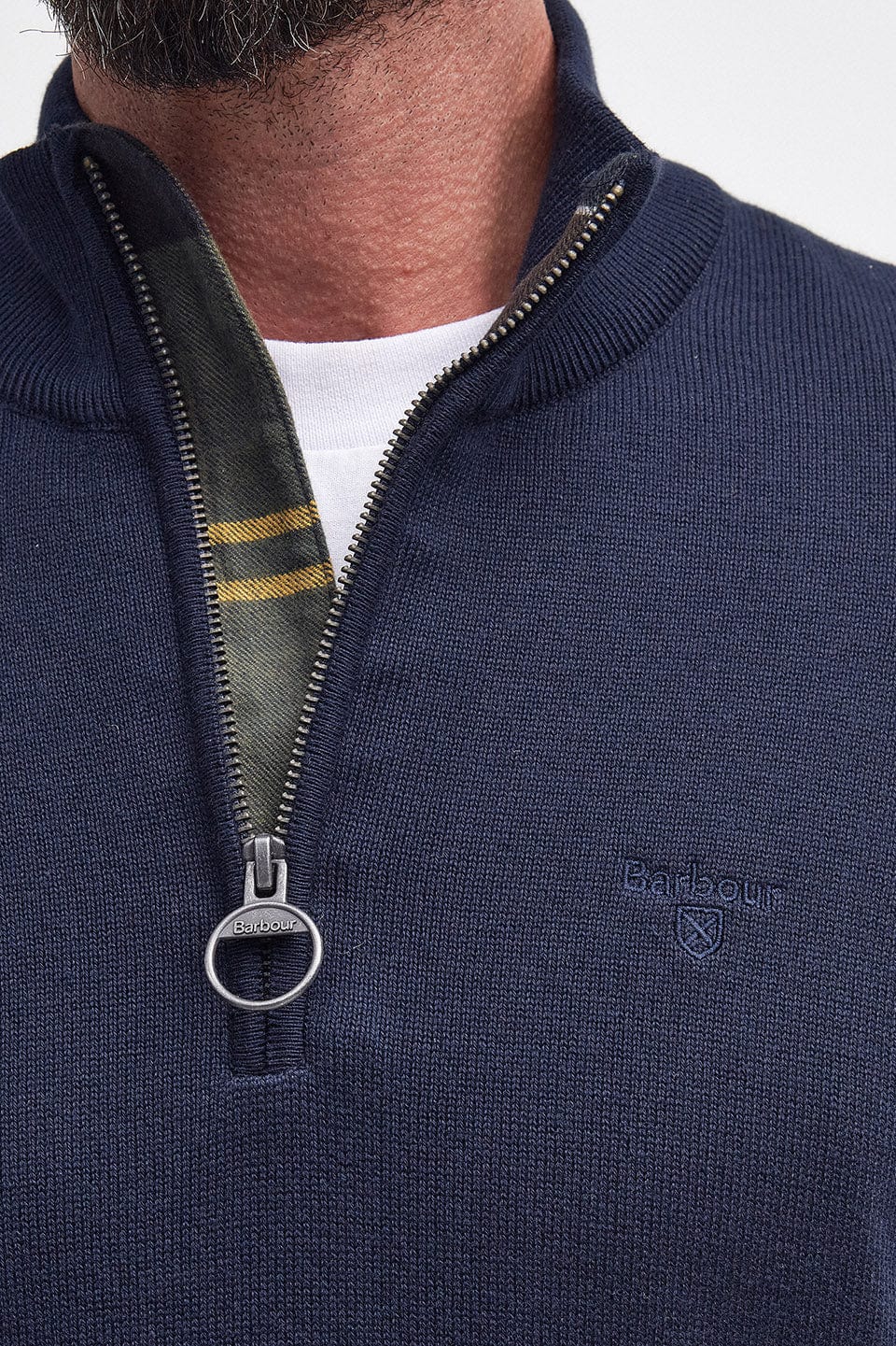 Barbour Cotton Half Zip Knitted Jumper - Navy