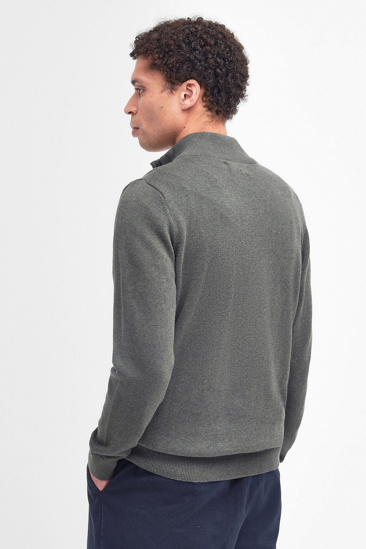 Barbour Cotton Half Zip Knitted Jumper - Olive Marl