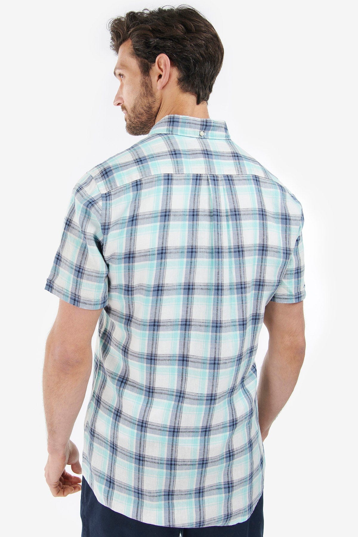 Barbour Crossfell Tailored Shirt - Ecru/Blue