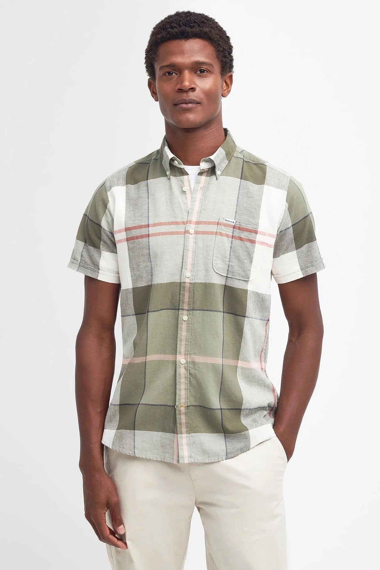 Barbour Douglas Short Sleeve Tailored Fit Shirt - Glenmore Olive Tartan