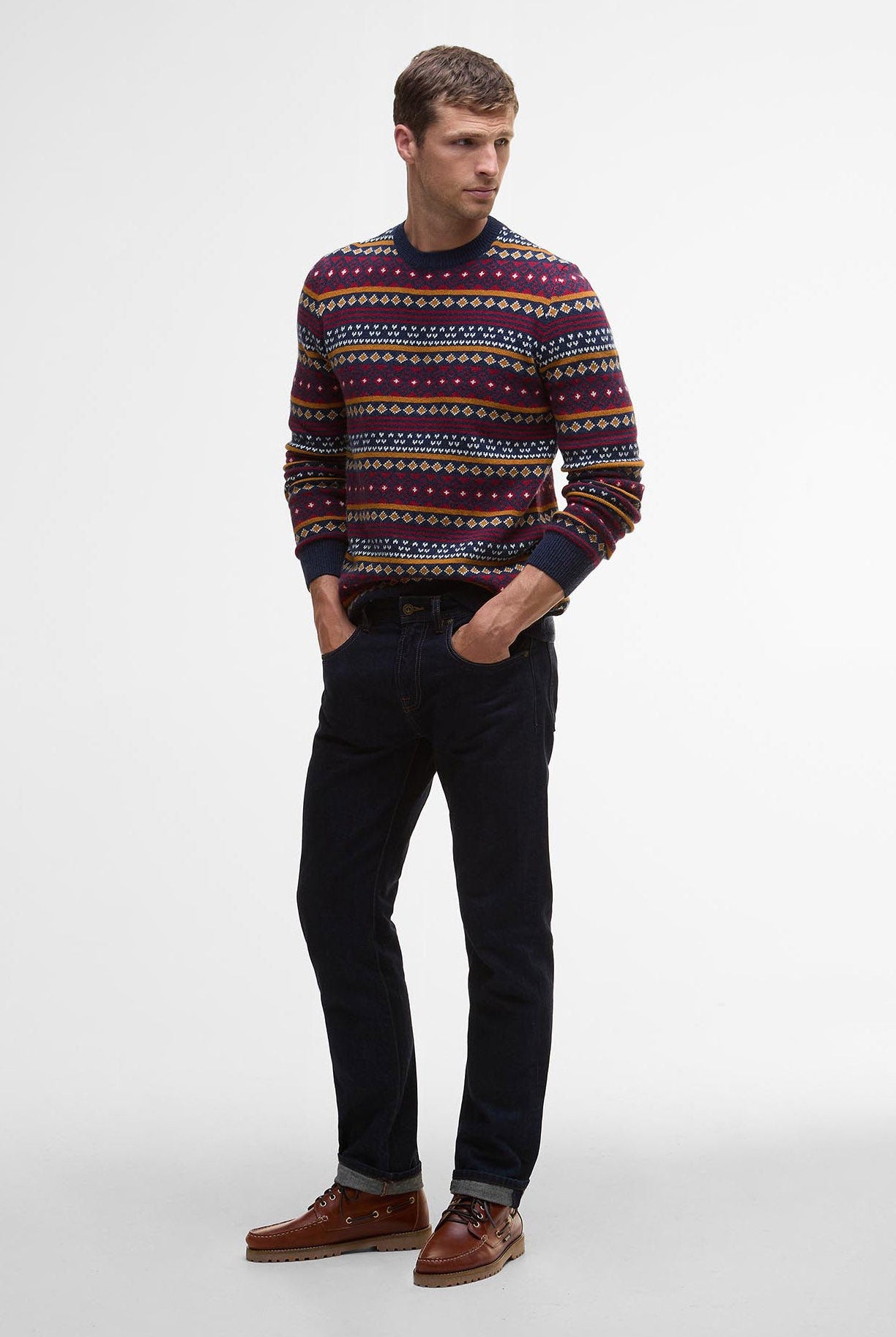 Barbour Easdale Fair Isle Wool Blend Jumper - Navy