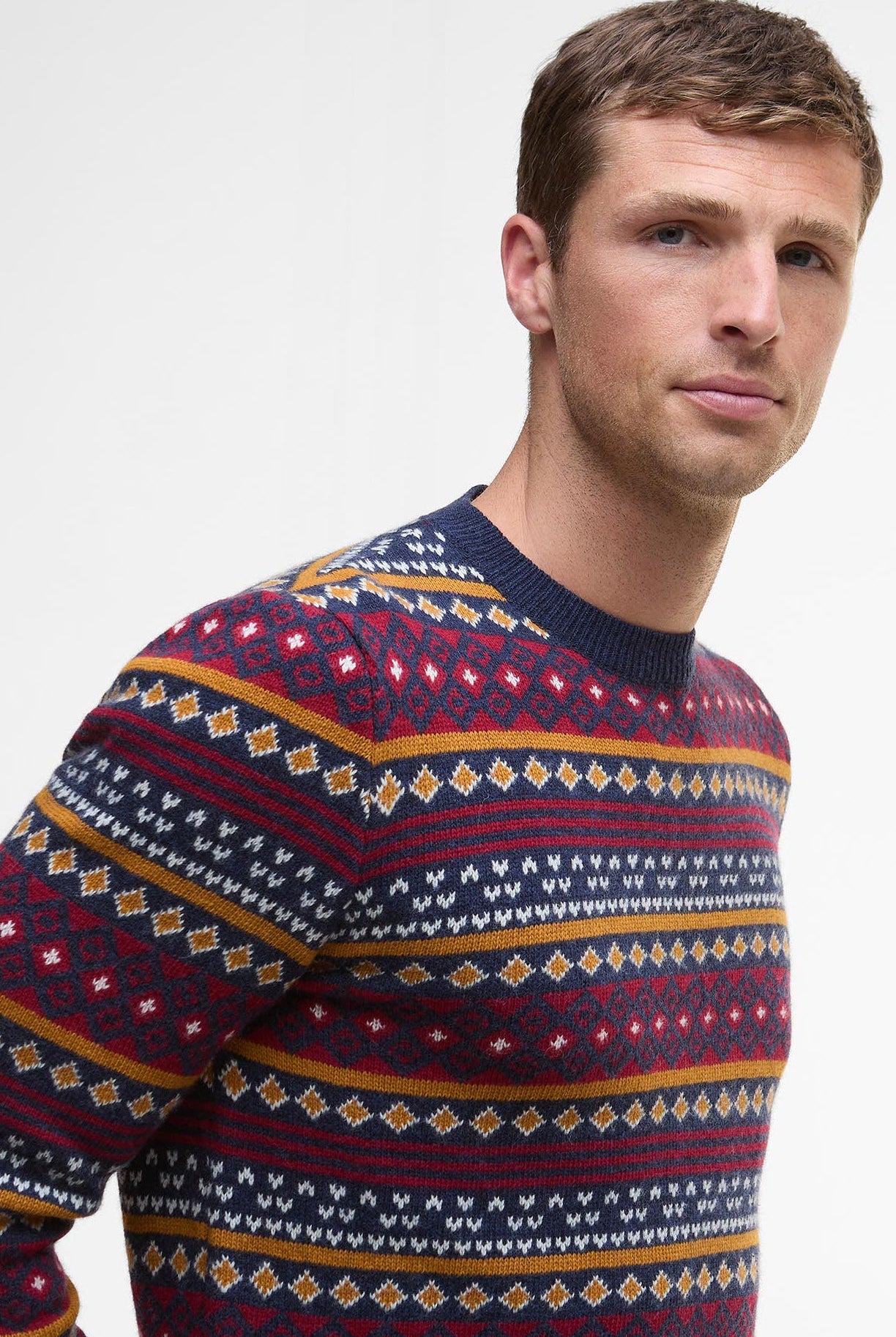 Barbour Easdale Fair Isle Wool Blend Jumper - Navy