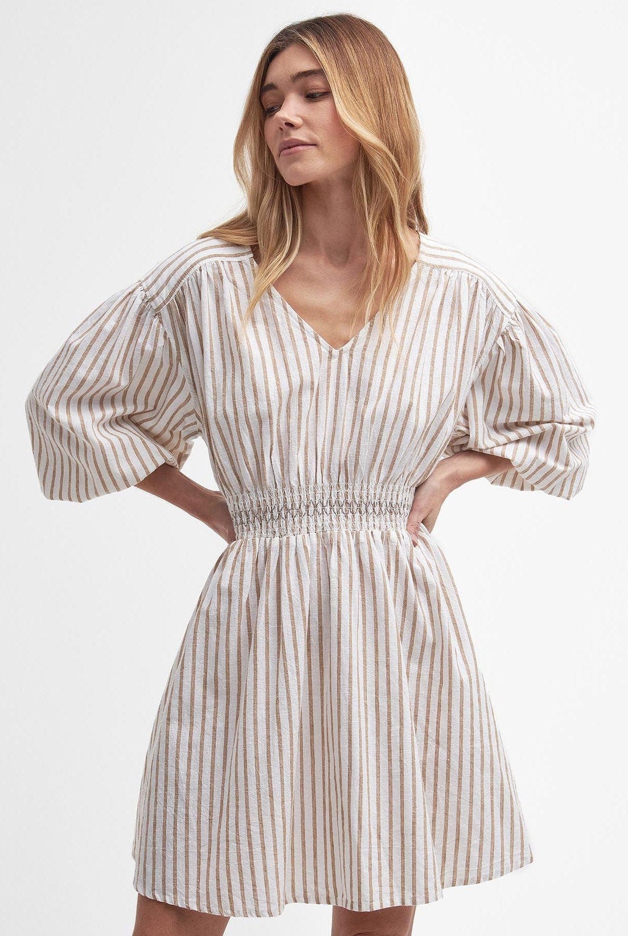 Barbour Ella Striped Mini Dress - White/Tasmin