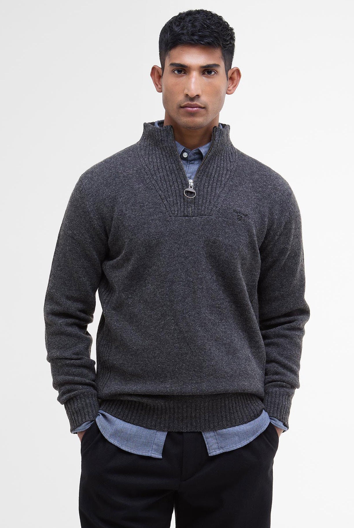 Barbour Essential Half-Zip Jumper - Charcoal