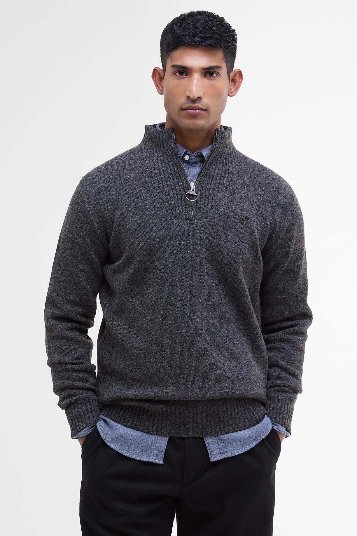Barbour Essential Half-Zip Jumper - Charcoal