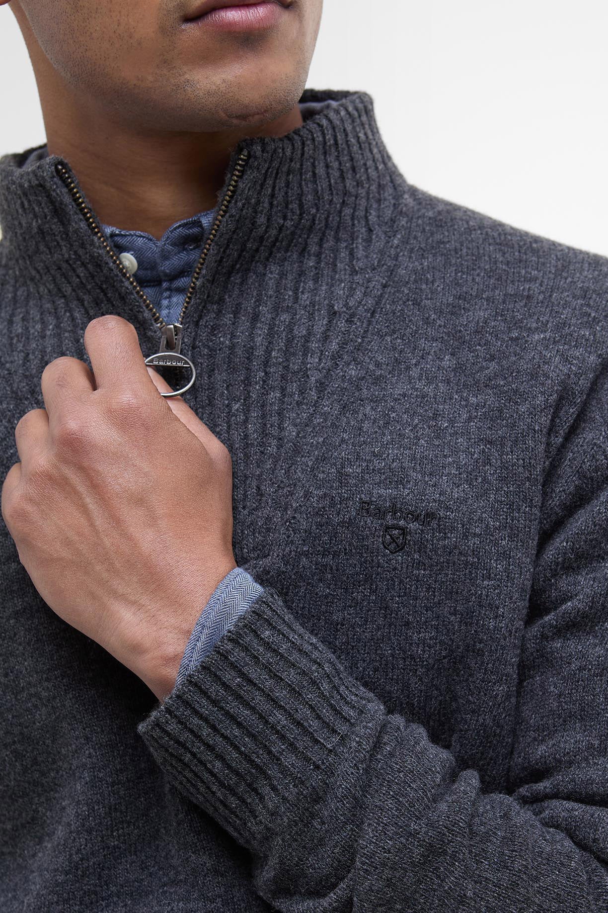 Barbour Essential Half-Zip Jumper - Charcoal