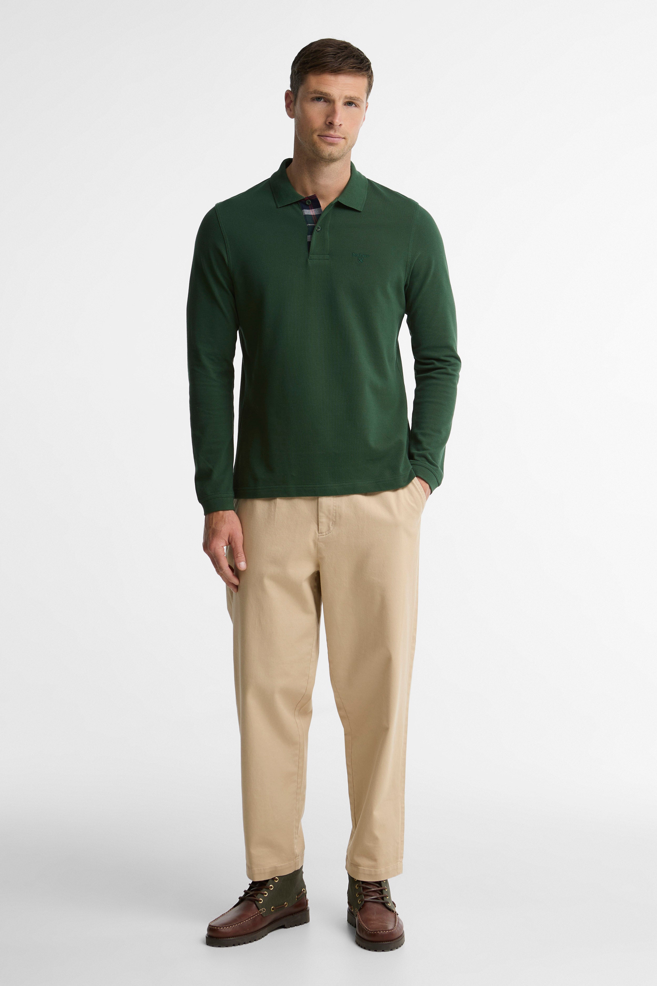 Barbour Essential Long Sleeve Polo - Sycamore