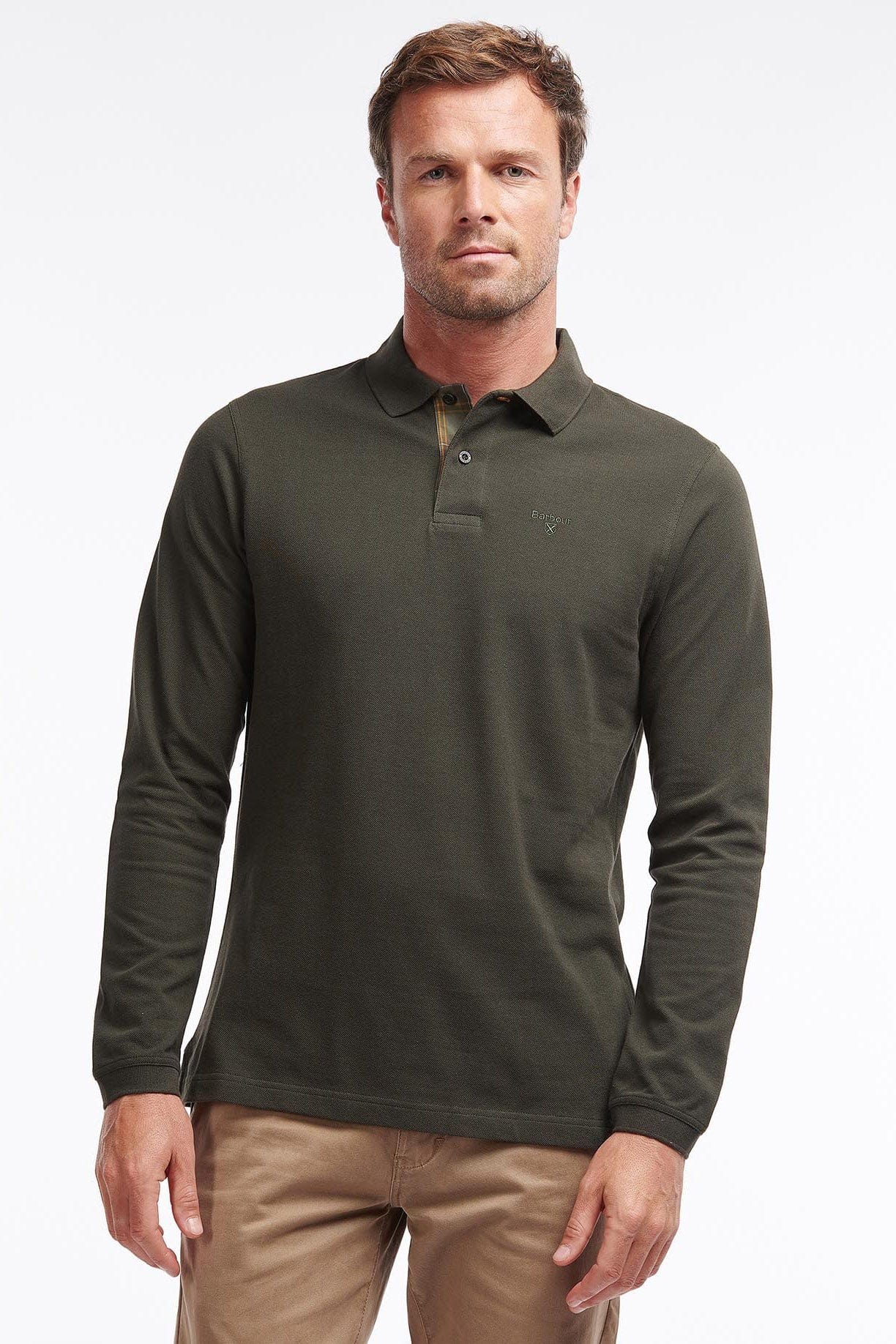 Barbour Essential Long Sleeve Sports Polo - Forest