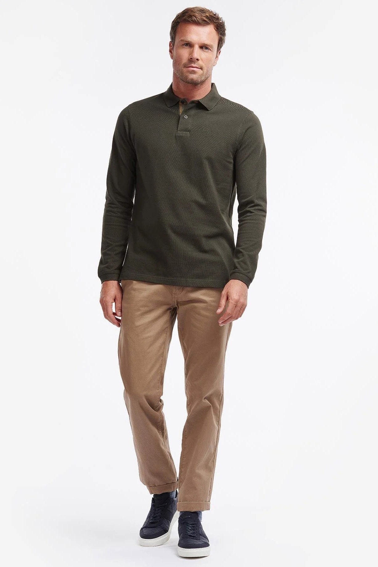 Barbour Essential Long Sleeve Sports Polo - Forest