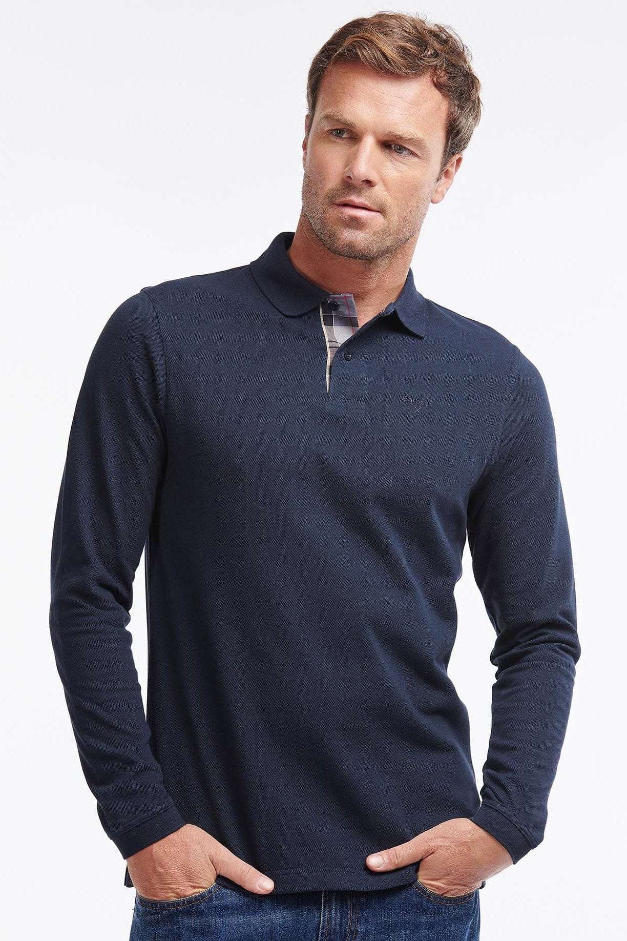 Barbour Essential Long Sleeve Sports Polo - Navy