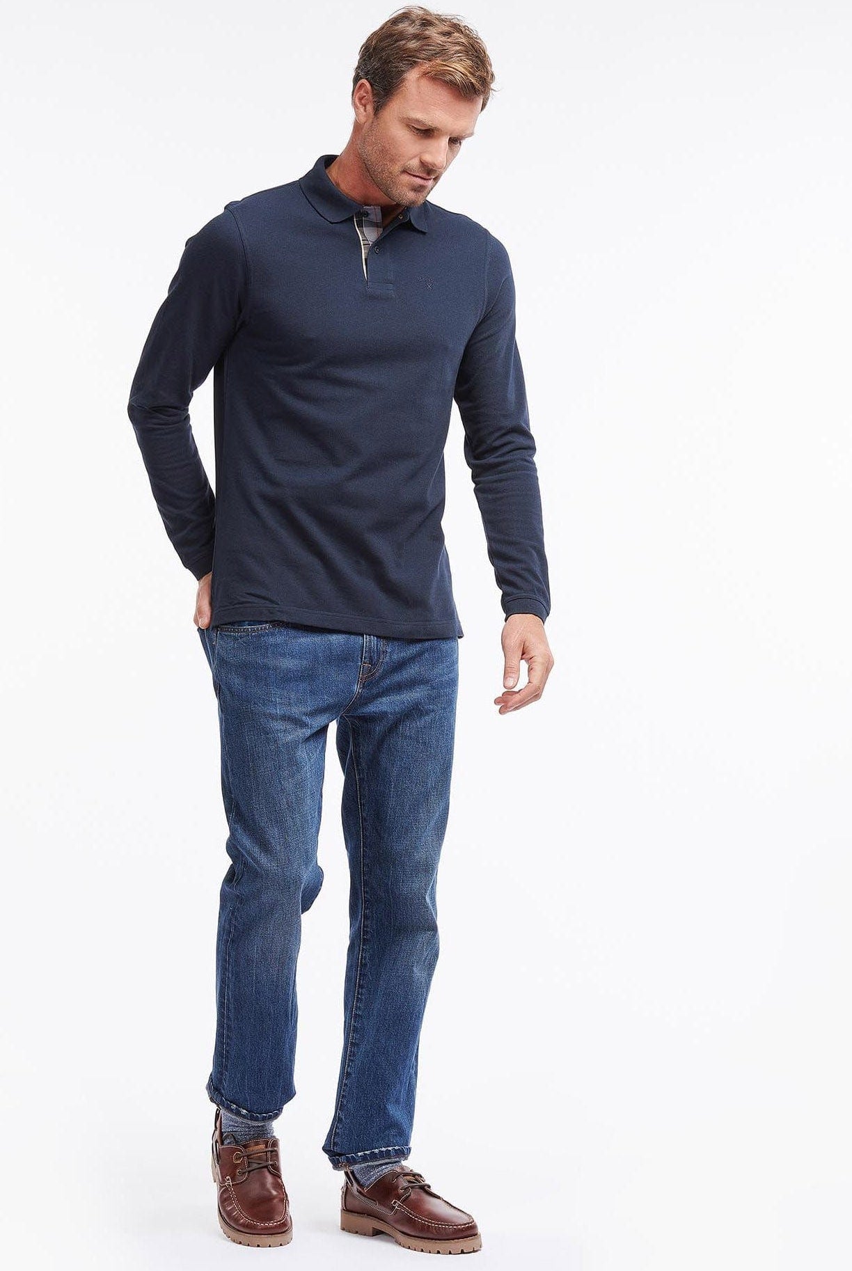 Barbour Essential Long Sleeve Sports Polo - Navy