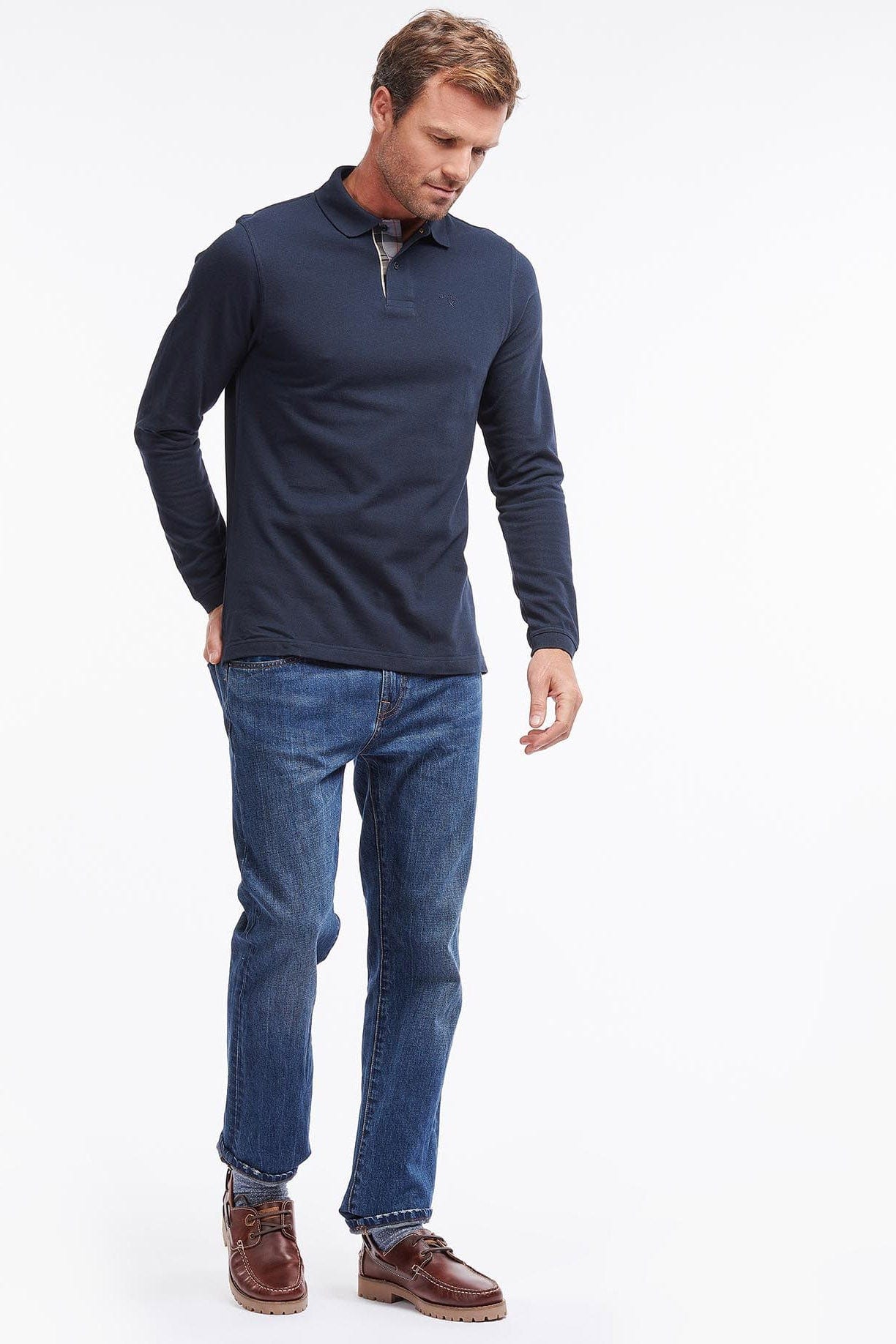 Barbour Essential Long Sleeve Sports Polo - Navy