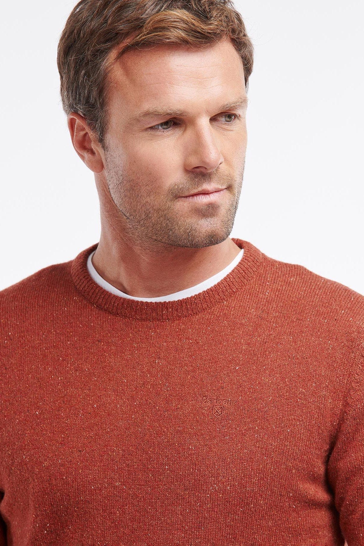 Barbour Essential Tisbury Crew Neck Jumper - Brick Red