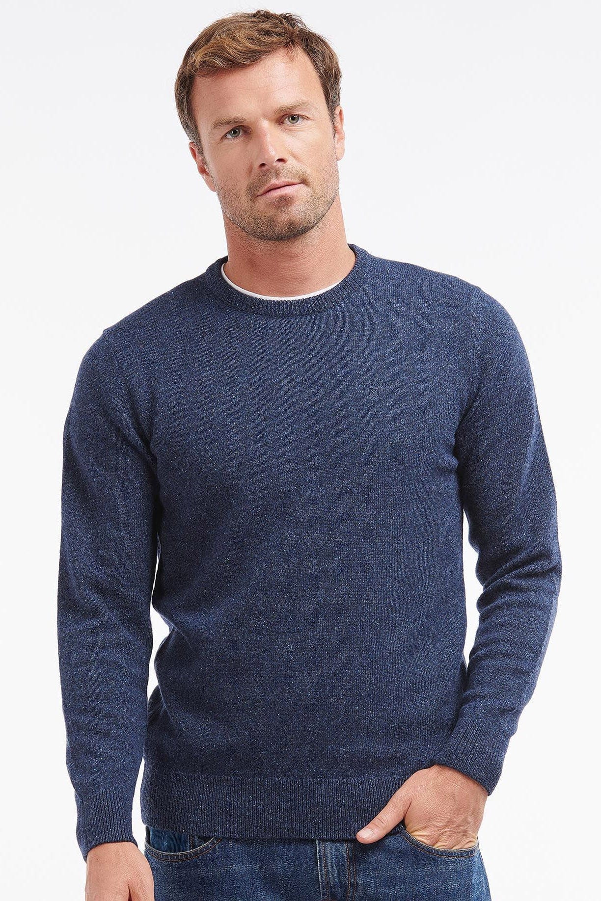Barbour Essential Tisbury Crew Neck Jumper - Deep Blue
