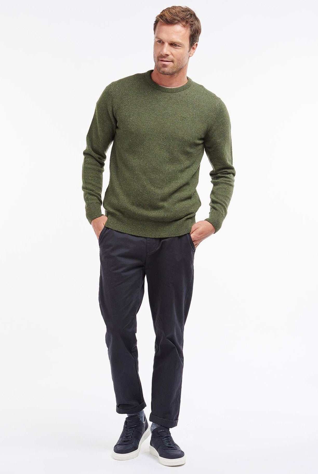 Barbour Essential Tisbury Crew Neck Jumper - Forest