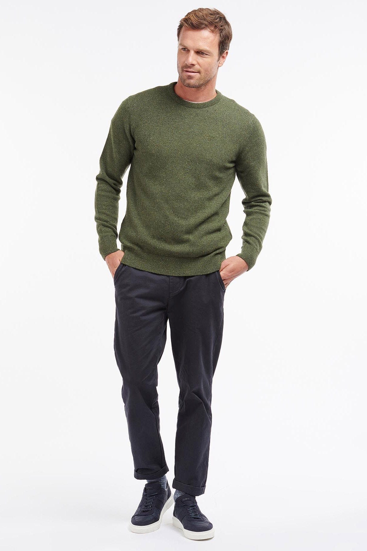 Barbour Essential Tisbury Crew Neck Jumper - Forest