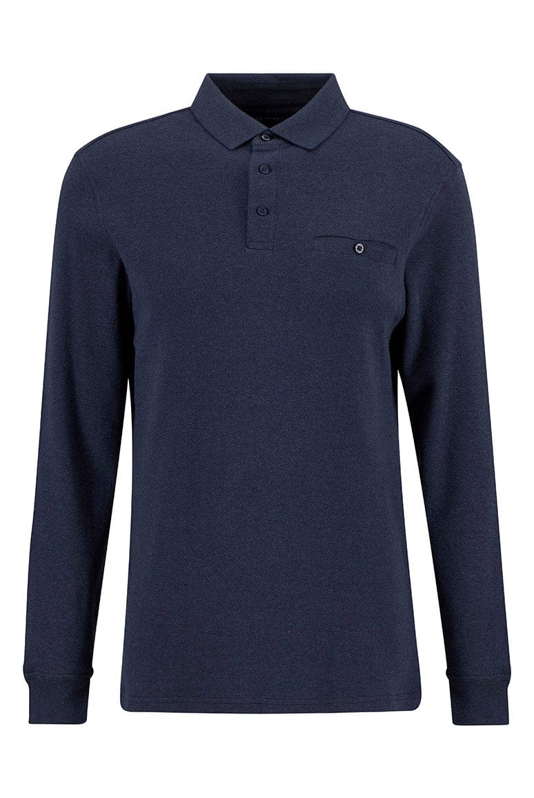 Barbour Farmwell Tailored Long Sleeve Polo Shirt - Navy
