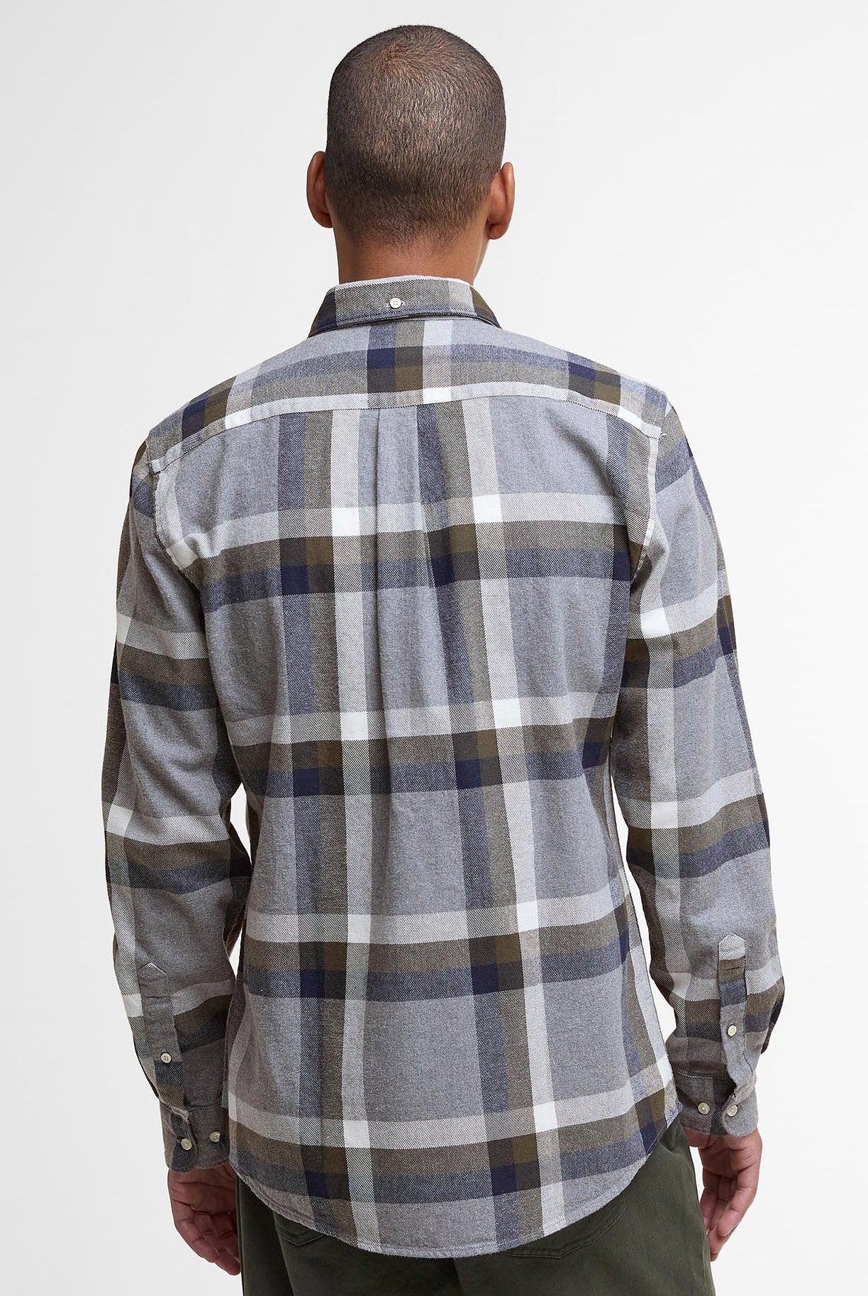 Barbour Folley Tailored Brushed Cotton Shirt - Light Grey Marl