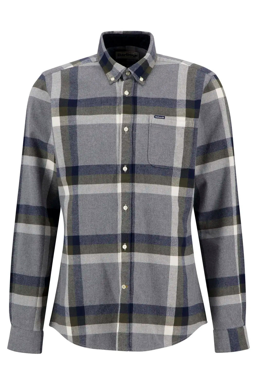 Barbour Folley Tailored Brushed Cotton Shirt - Light Grey Marl