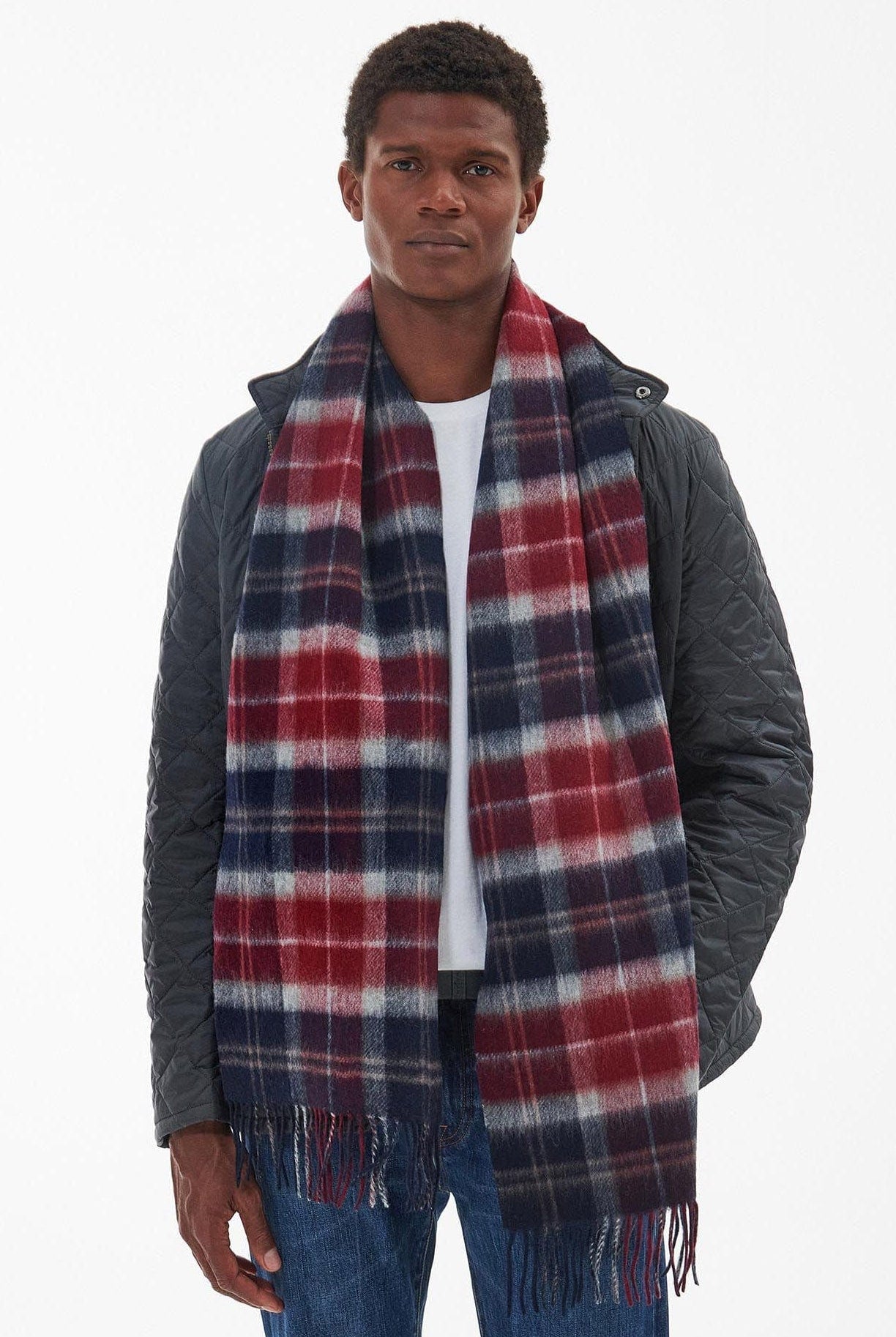 Barbour Galston Tartan Scarf - Cranberry Tartan USC0362_RE75_OS