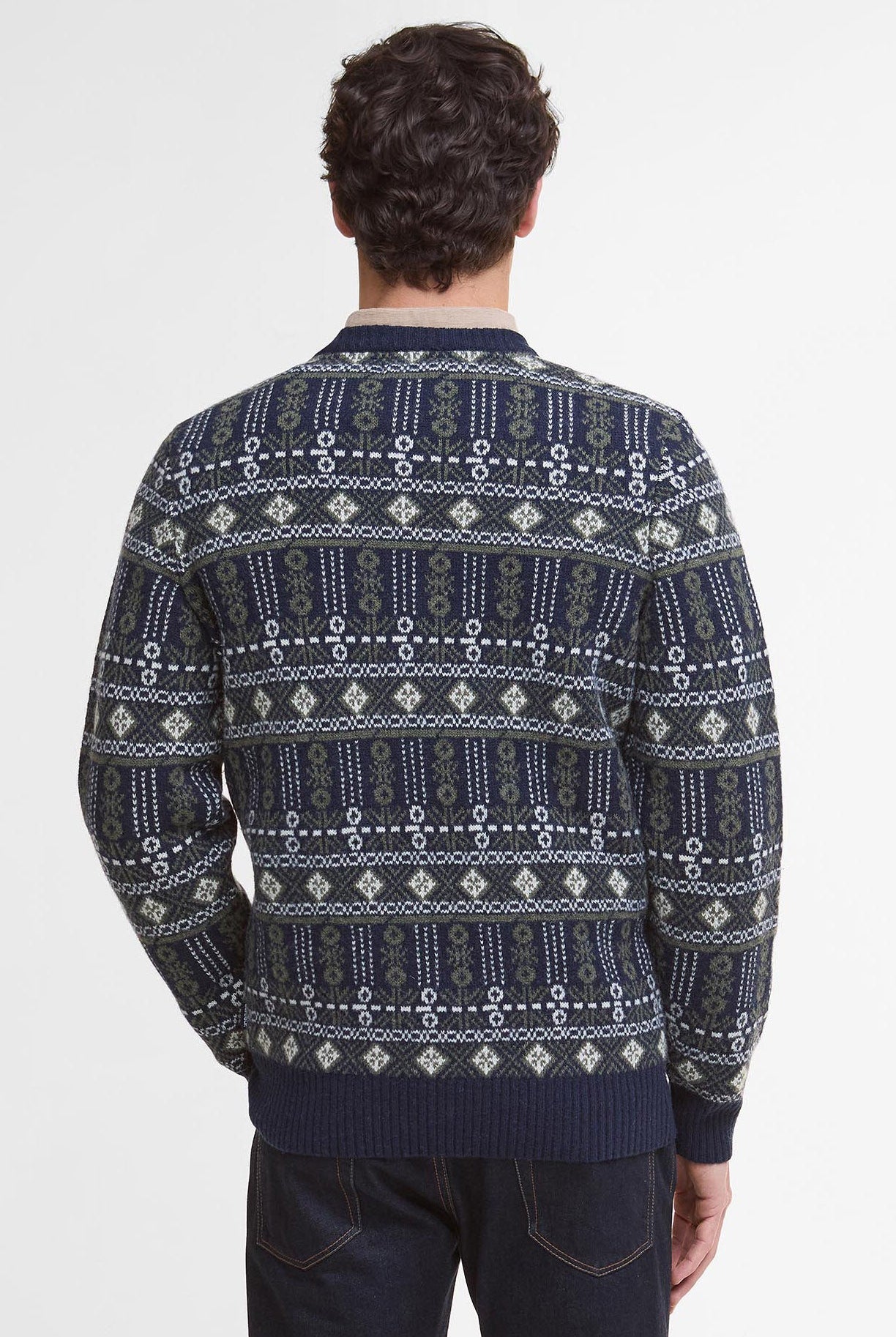 Barbour Grangetown Fair Isle Crew Neck Jumper - Inky Blue