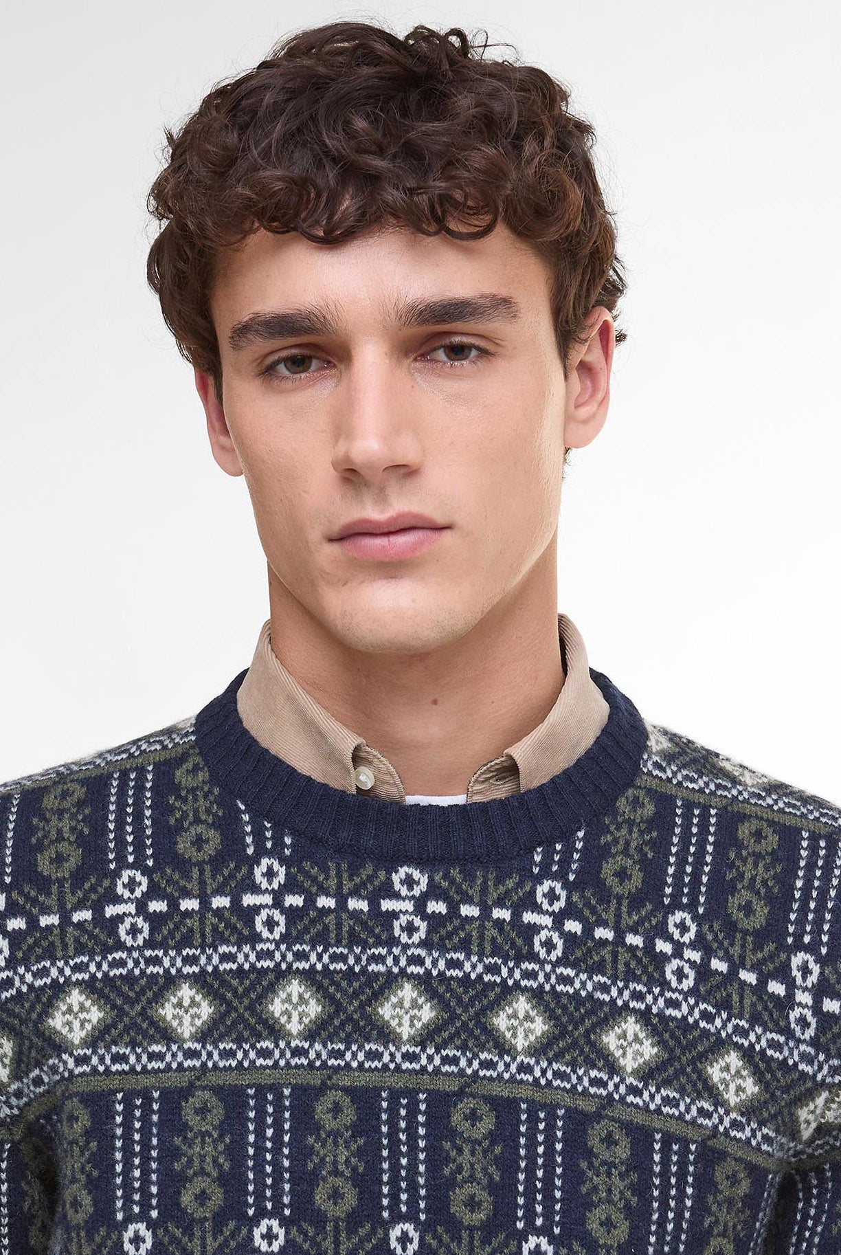 Barbour Grangetown Fair Isle Crew Neck Jumper - Inky Blue
