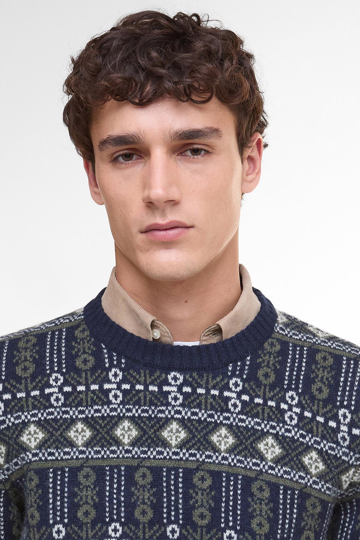 Barbour Grangetown Fair Isle Crew Neck Jumper - Inky Blue