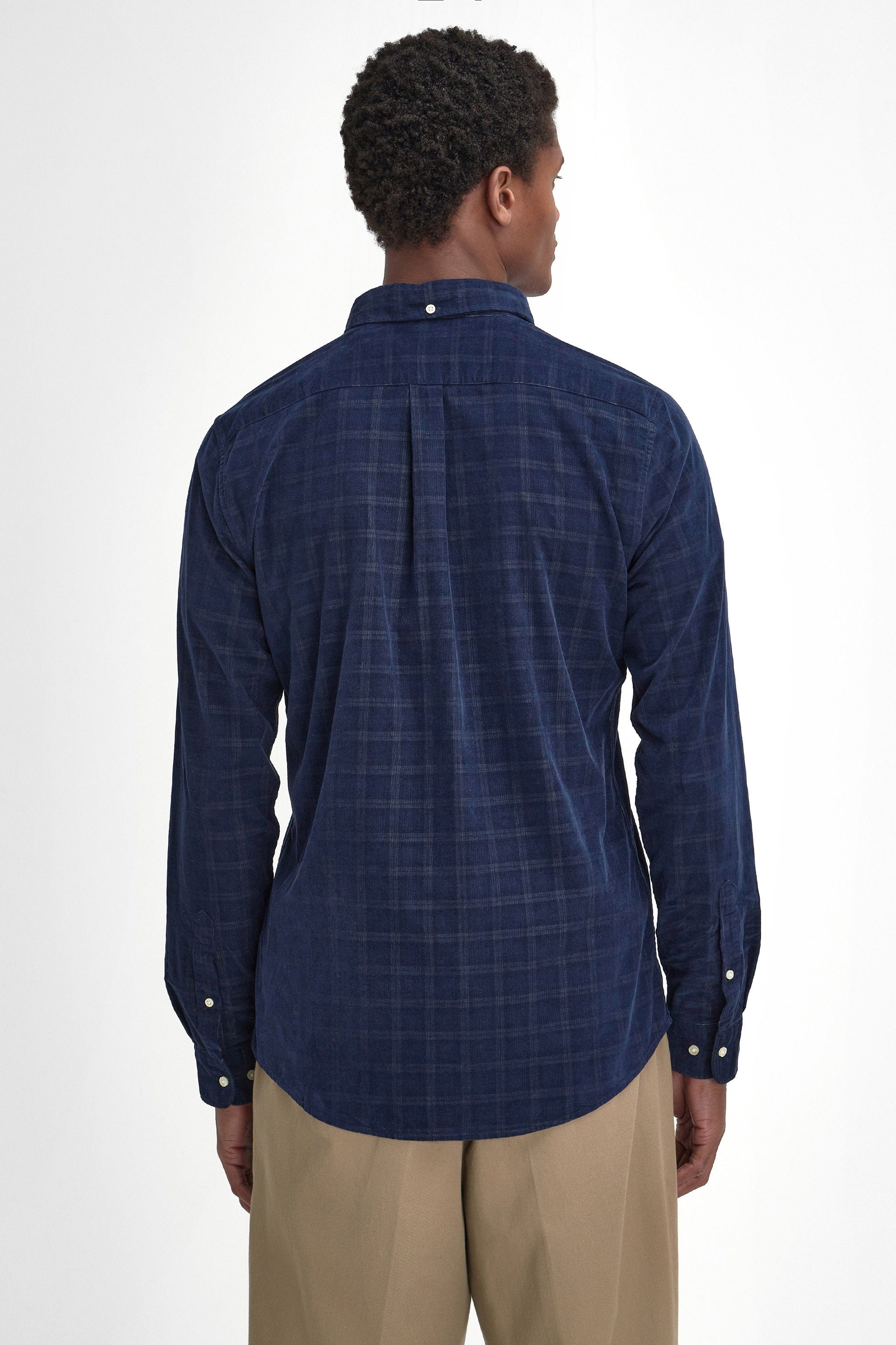 Barbour Harthill Tailored Checked Cord Shirt - Navy