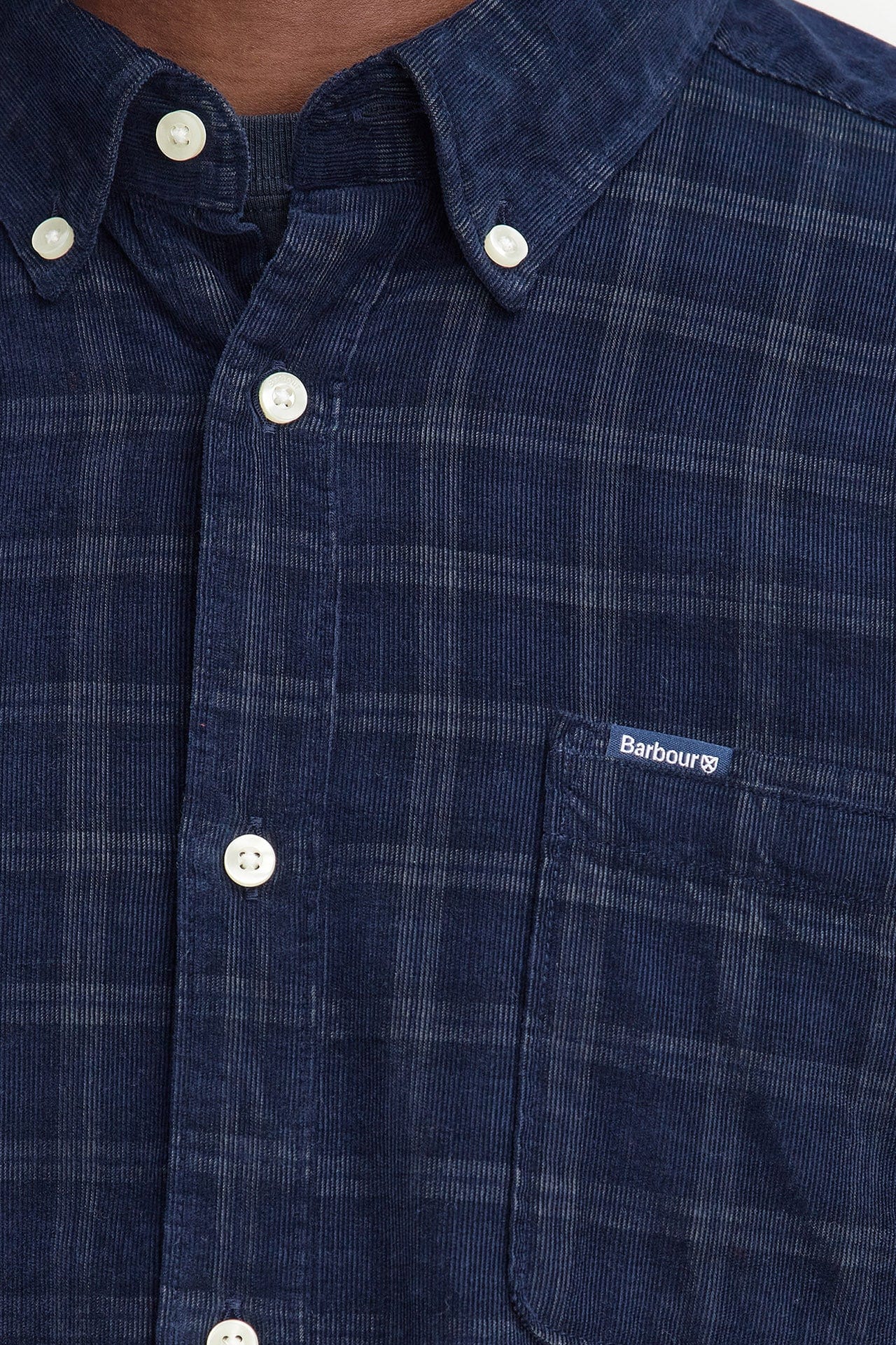 Barbour Harthill Tailored Checked Cord Shirt - Navy