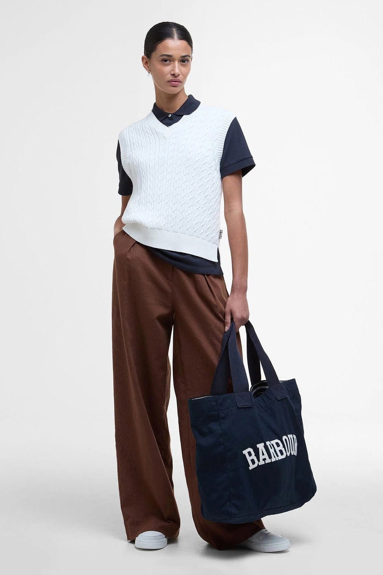 Barbour Hartland Knitted Sleeveless Jumper - Cloud