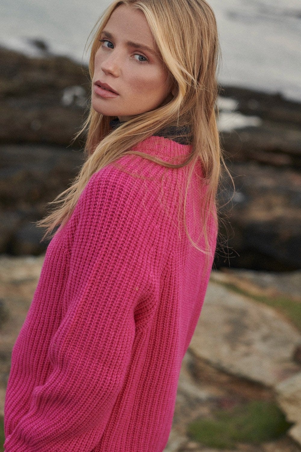 Barbour Hartley Wool Knit - Fuchsia
