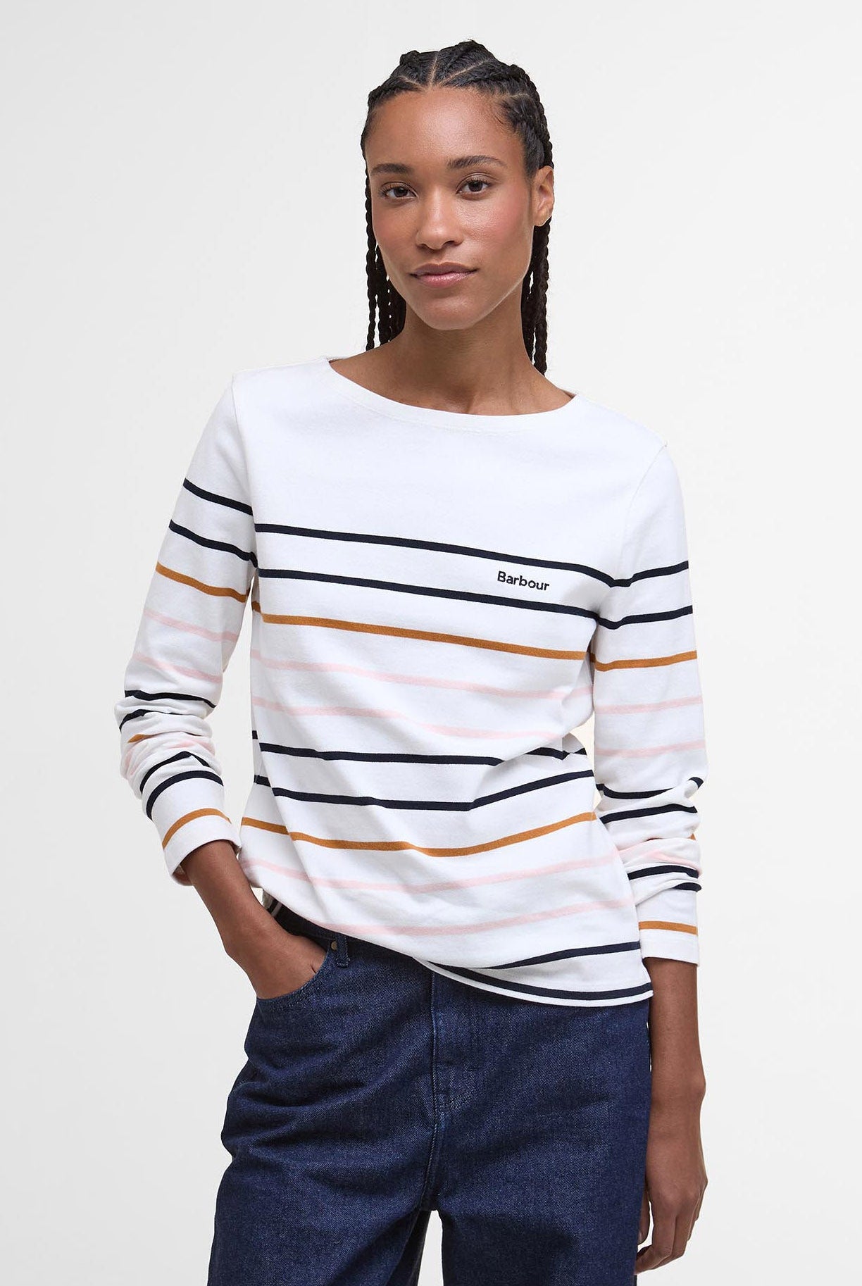 Barbour Hawkins Striped Long Sleeve T-Shirt - Cloud Stripe