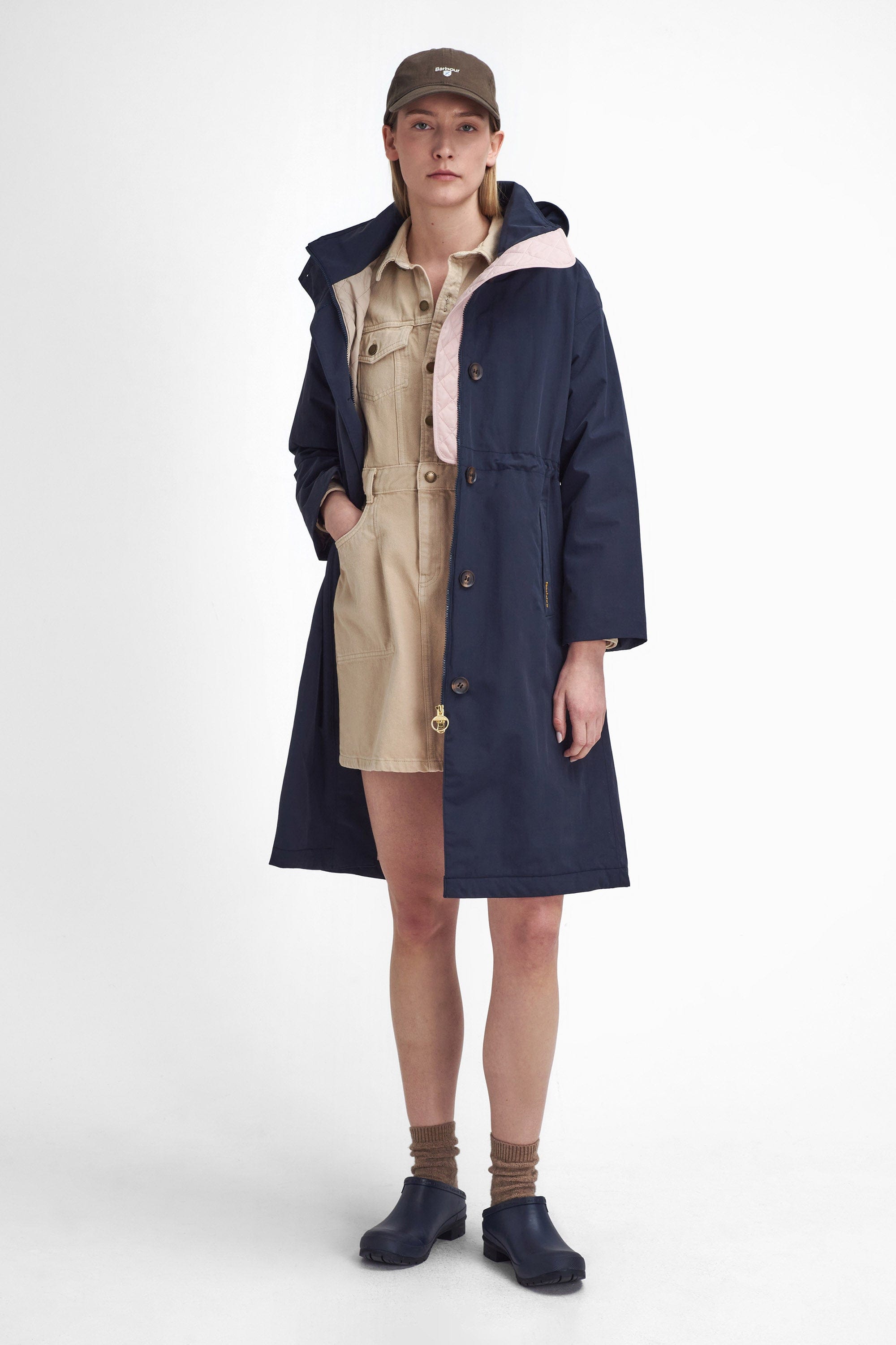 Barbour Iris Waterproof Jacket - Dark Navy/Light Sand/Military Brown