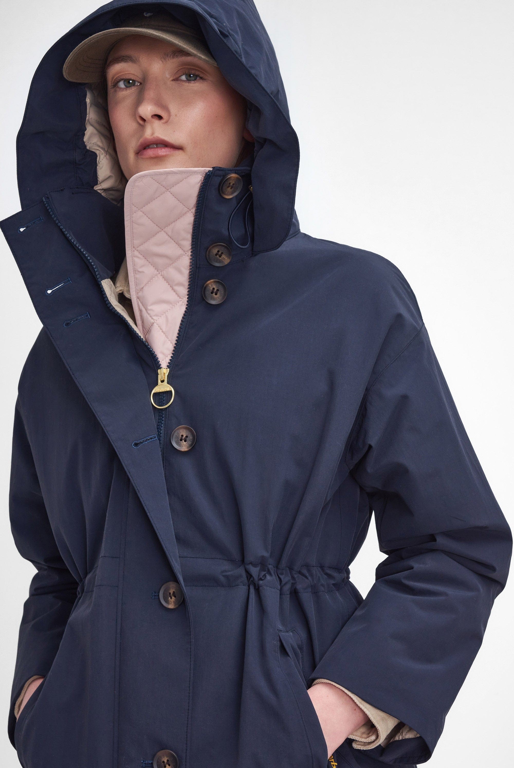 Barbour Iris Waterproof Jacket - Dark Navy/Light Sand/Military Brown