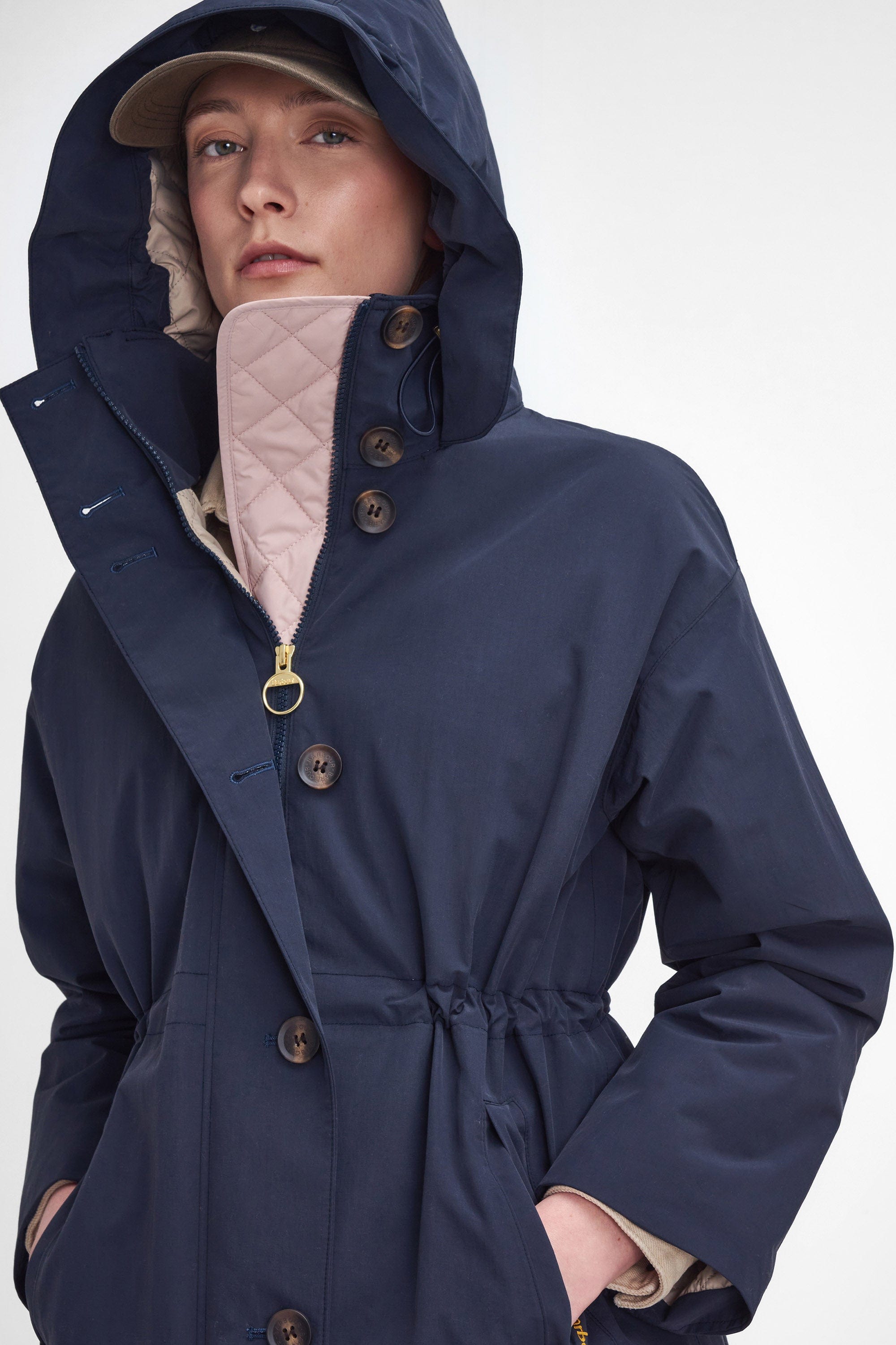 Barbour Iris Waterproof Jacket - Dark Navy/Light Sand/Military Brown