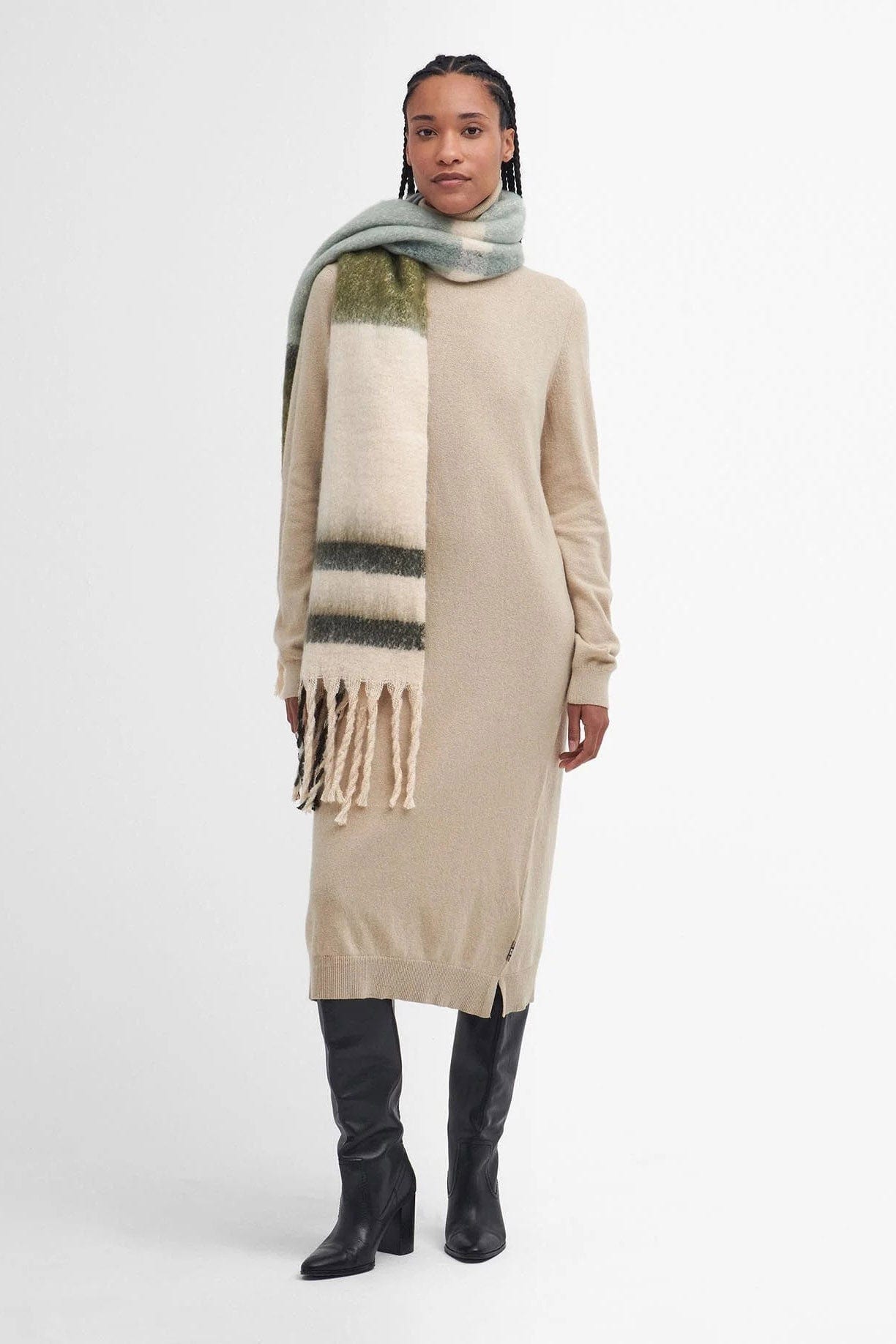 Barbour Isla Tartan Boucle Scarf - Soft Mint LSC0293_GN15_OS