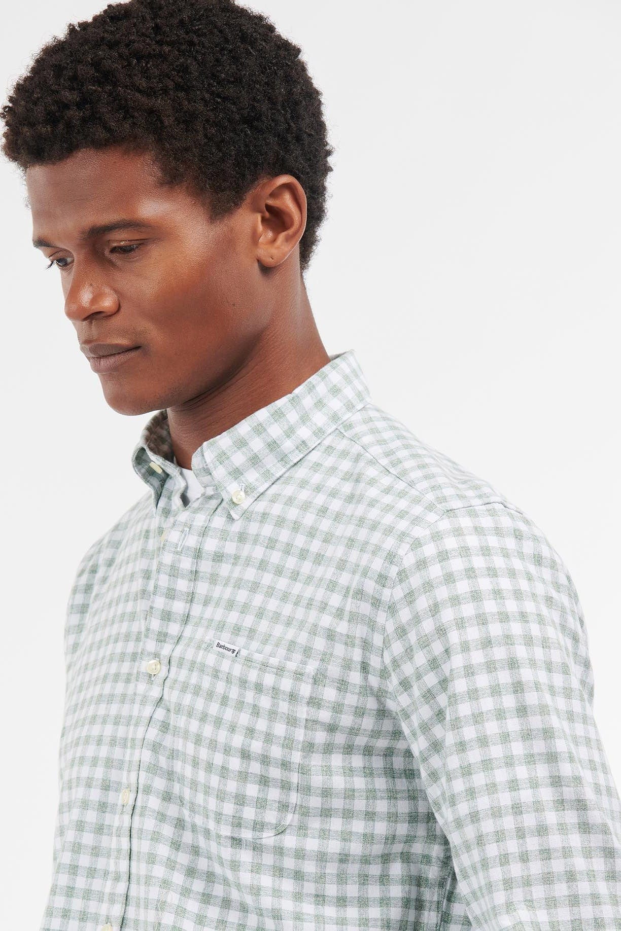 Barbour Kane Tailored Fit Gingham Shirt - Green