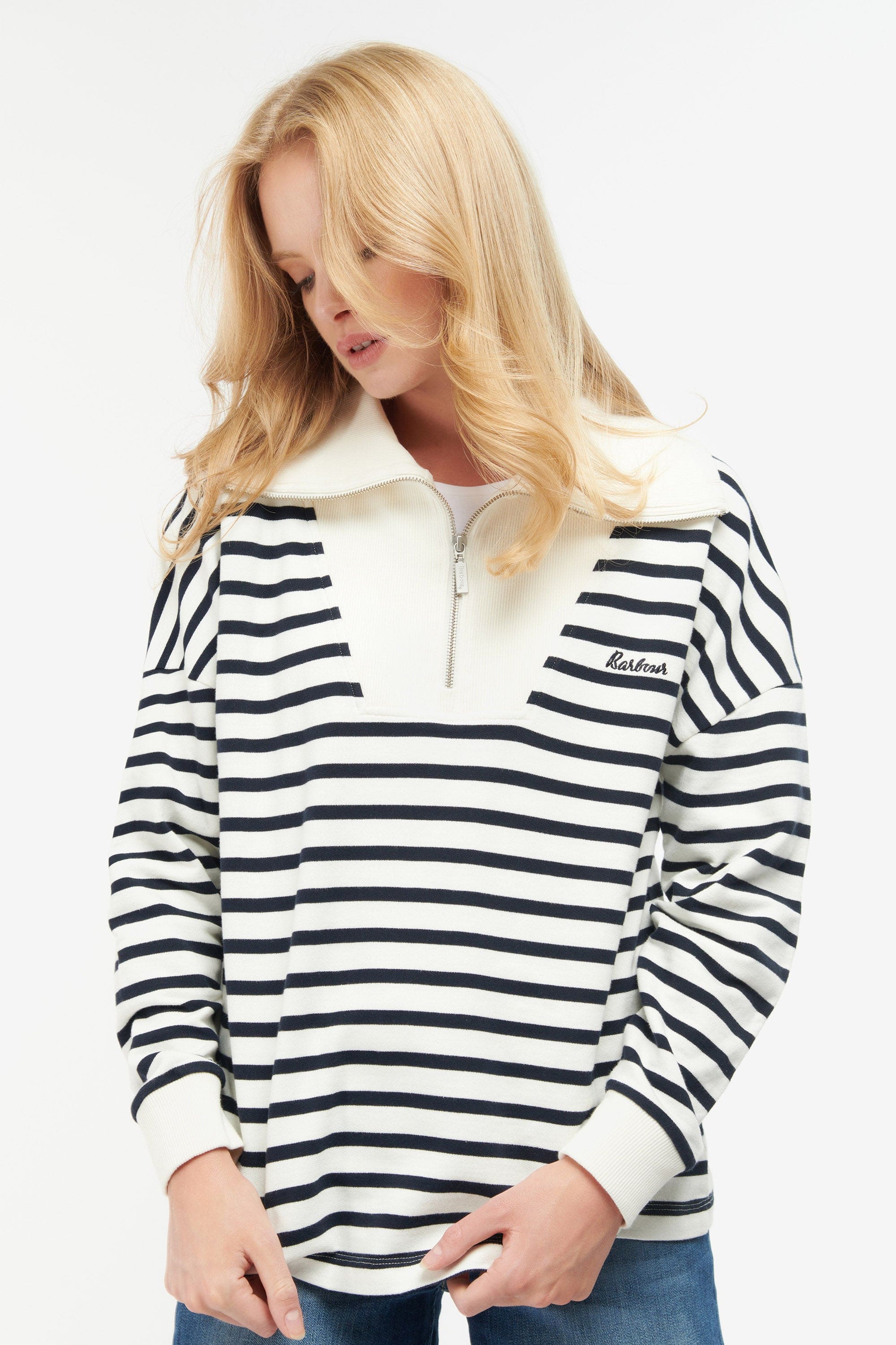 Barbour Kendra Sweatshirt - Cloud/Navy Stripe