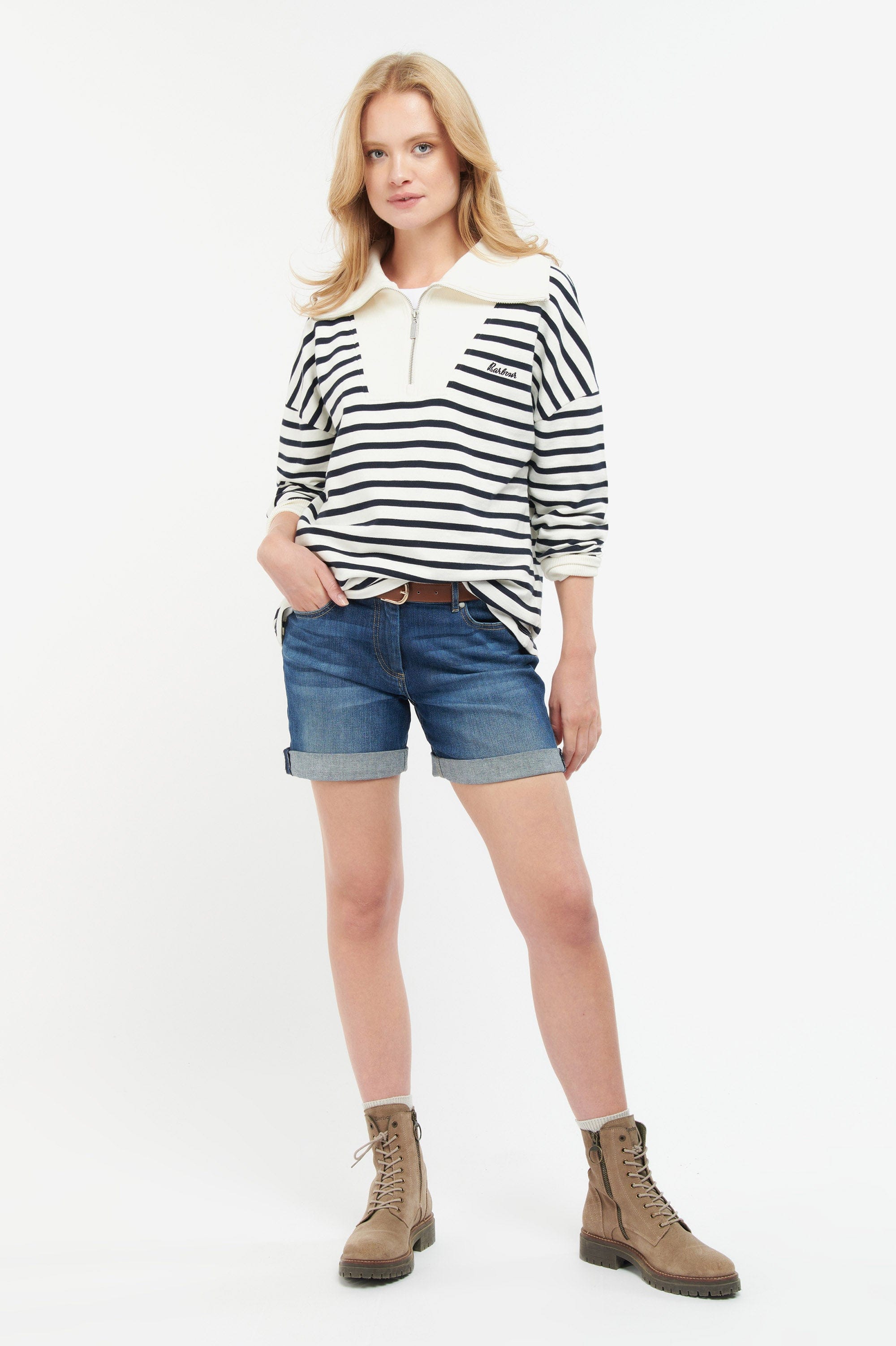 Barbour Kendra Sweatshirt - Cloud/Navy Stripe