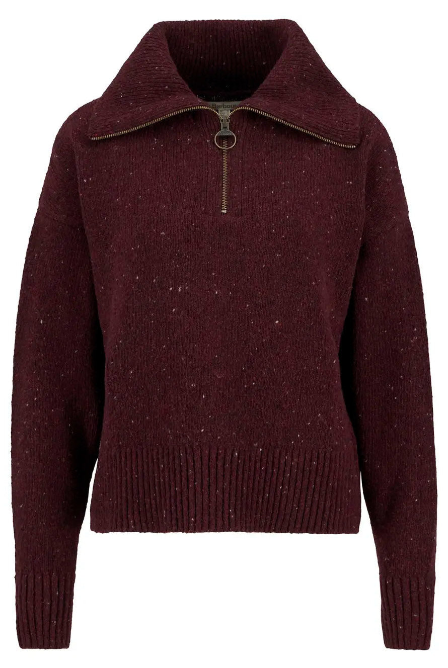 Barbour Lavensdale Half-Zip Jumper - Black Cherry