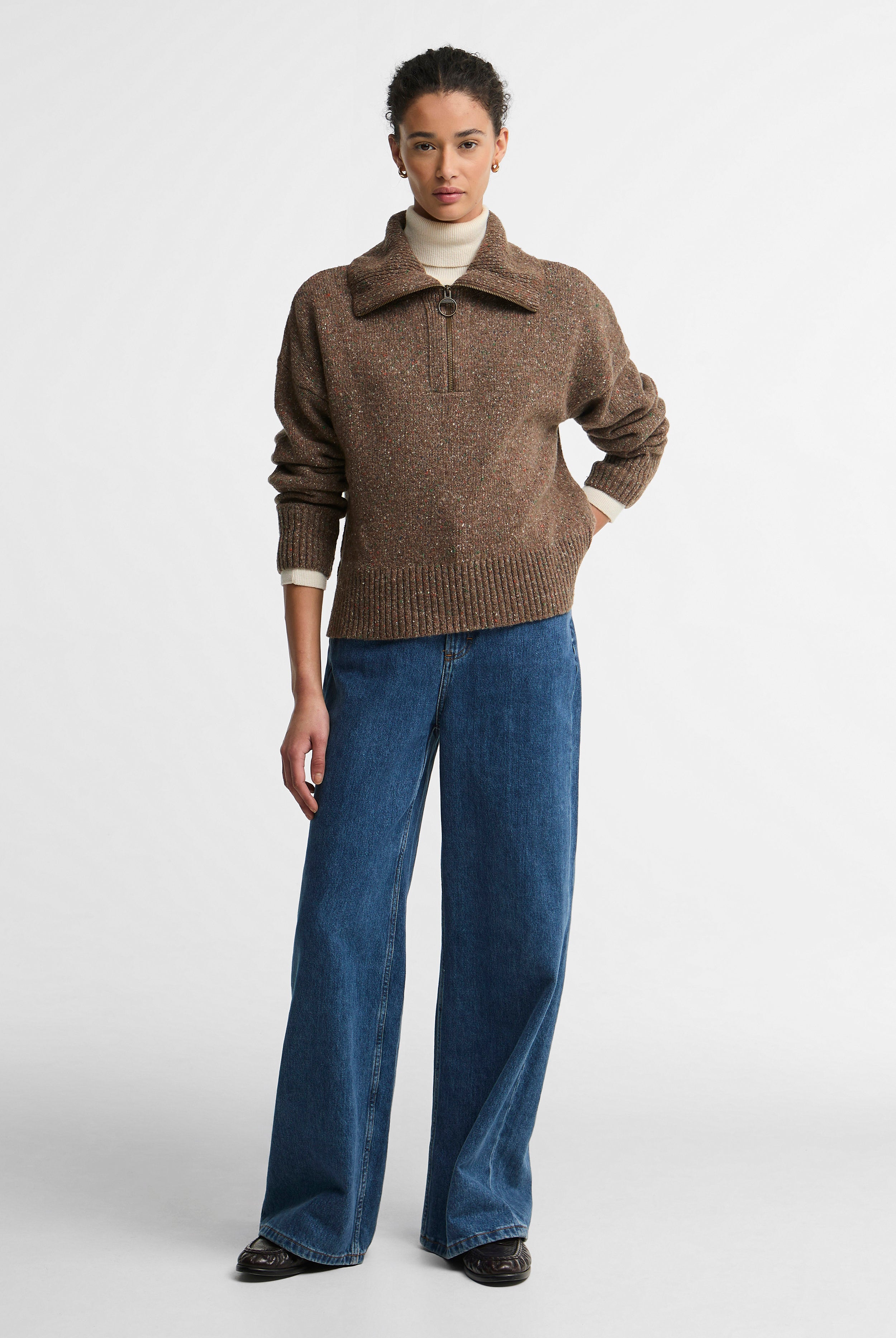 Barbour Lavensdale Half Zip Jumper - Deep Camel