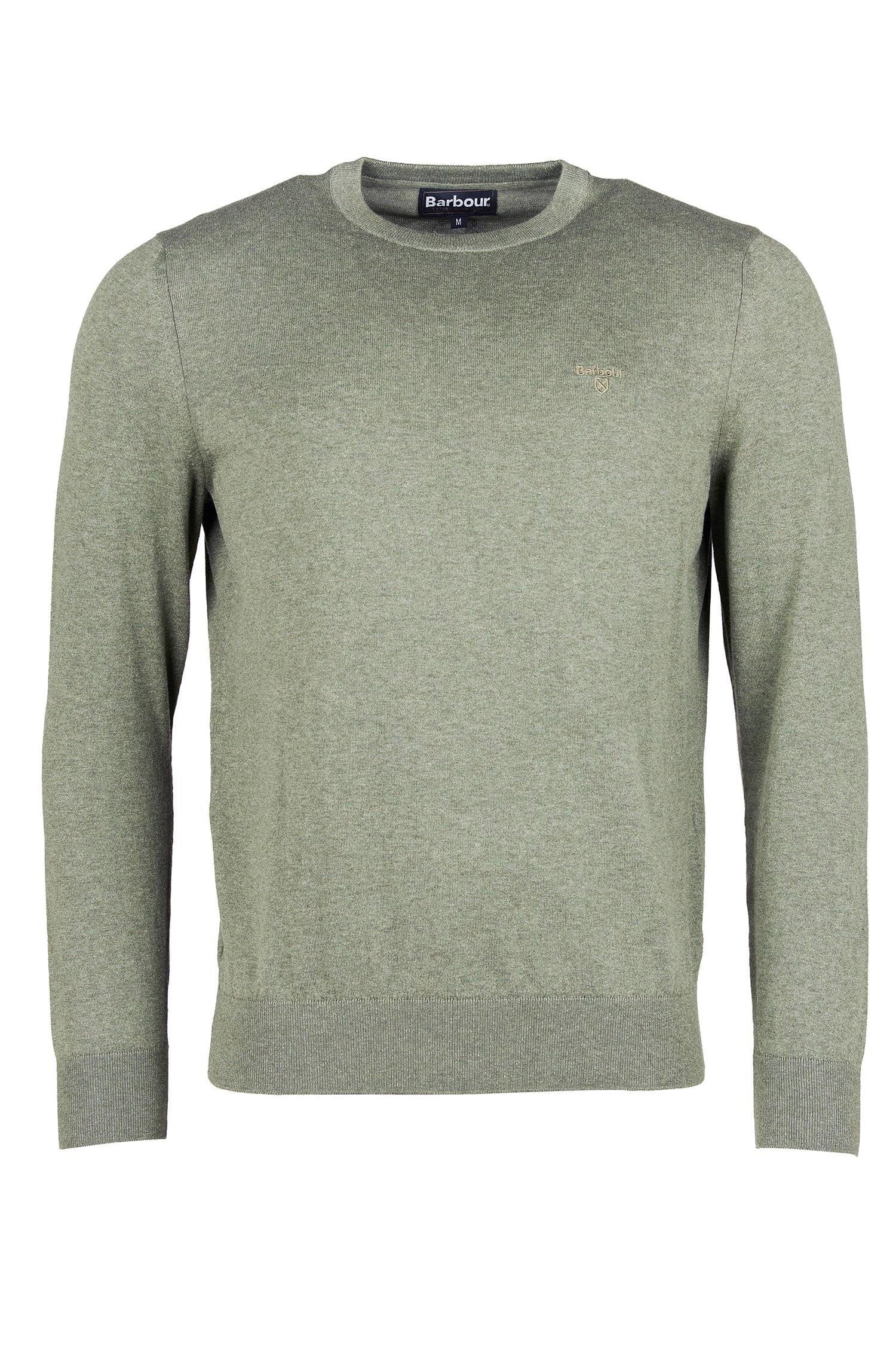 Barbour Light Cotton Crew Neck Jumper - Light Moss