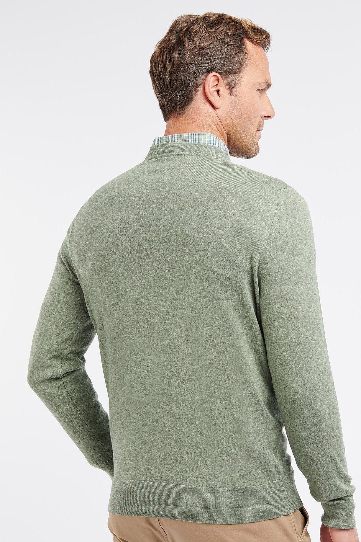 Barbour Light Cotton Crew Neck Jumper - Light Moss