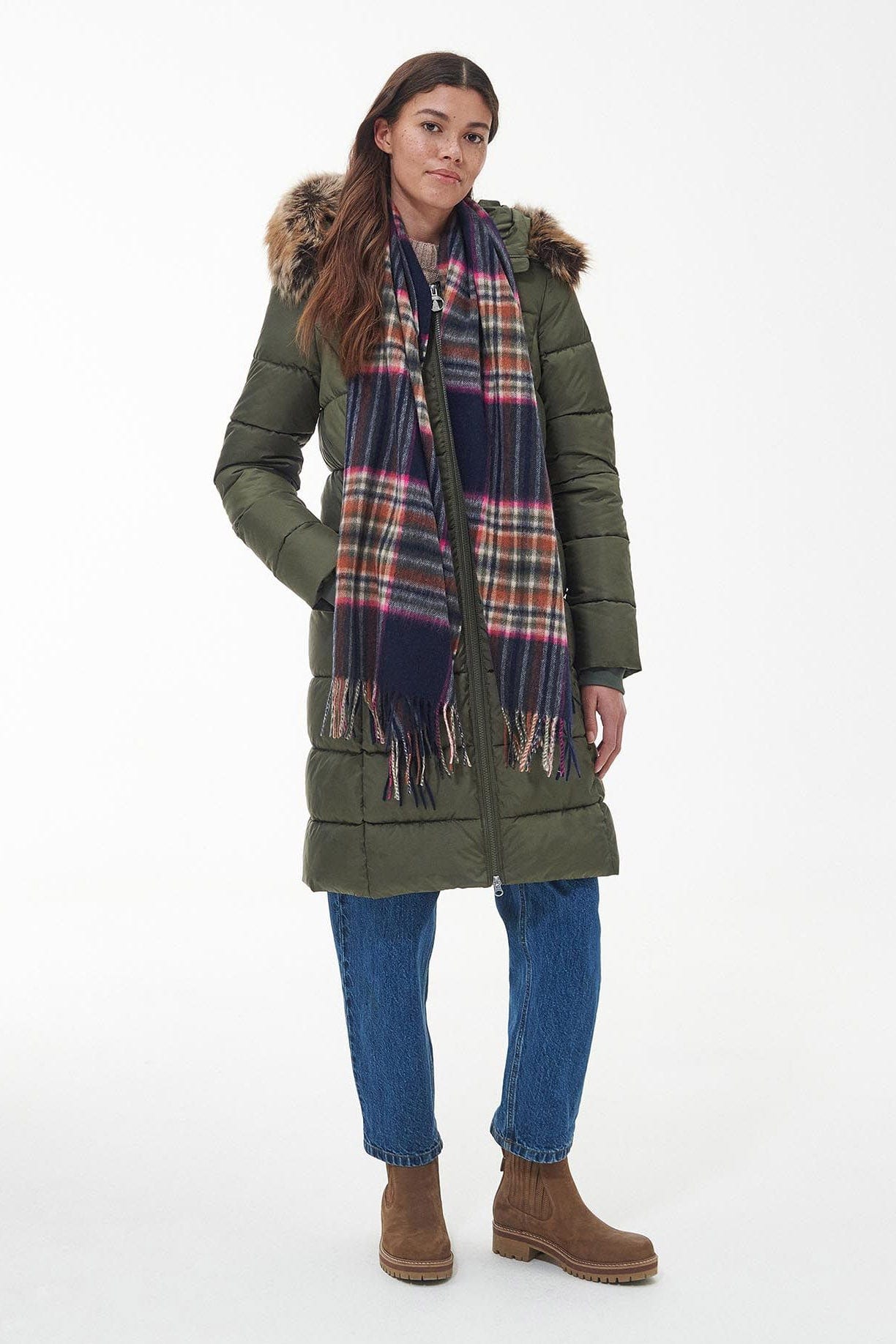 Barbour Lonnen Check Wrap - Pink Dahlia LSC0247_PI75_OS