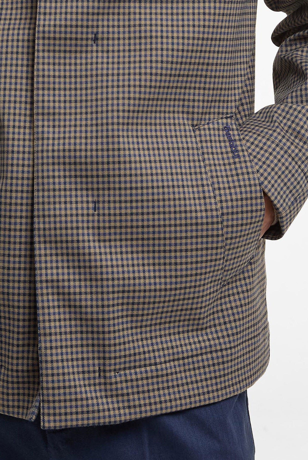 Barbour Lorden Short Showerproof Jacket - Stone/Navy Check