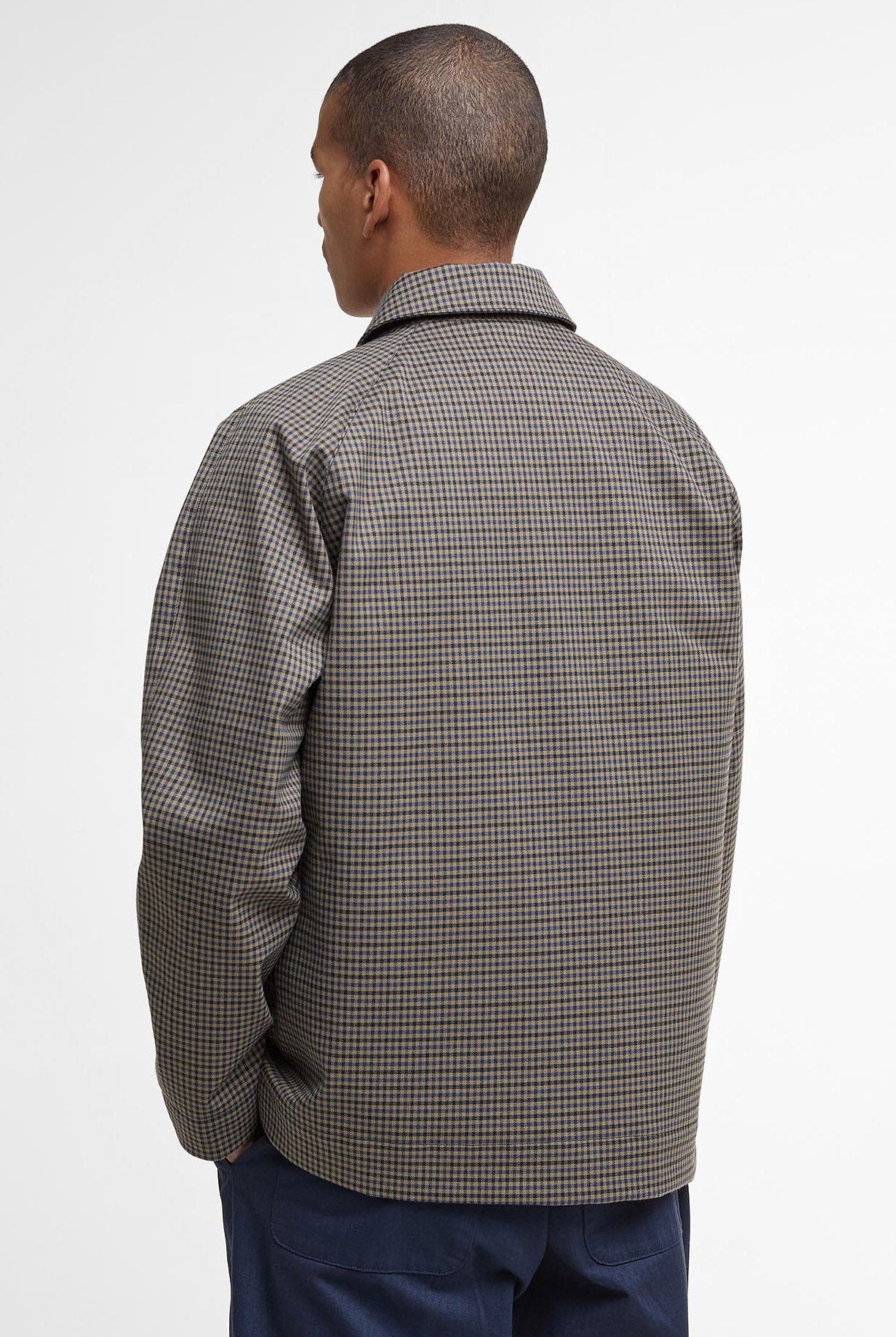 Barbour Lorden Short Showerproof Jacket - Stone/Navy Check